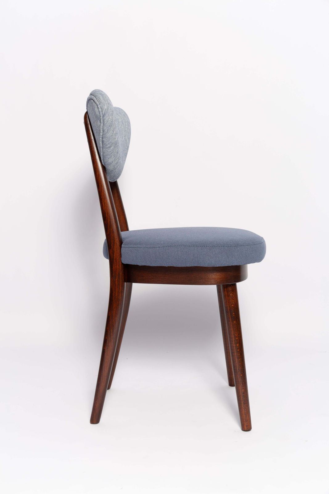 Set Of Four Midcentury Light And Medium Blue Denim Heart Chairs, Europe, 1960s photo vinterior