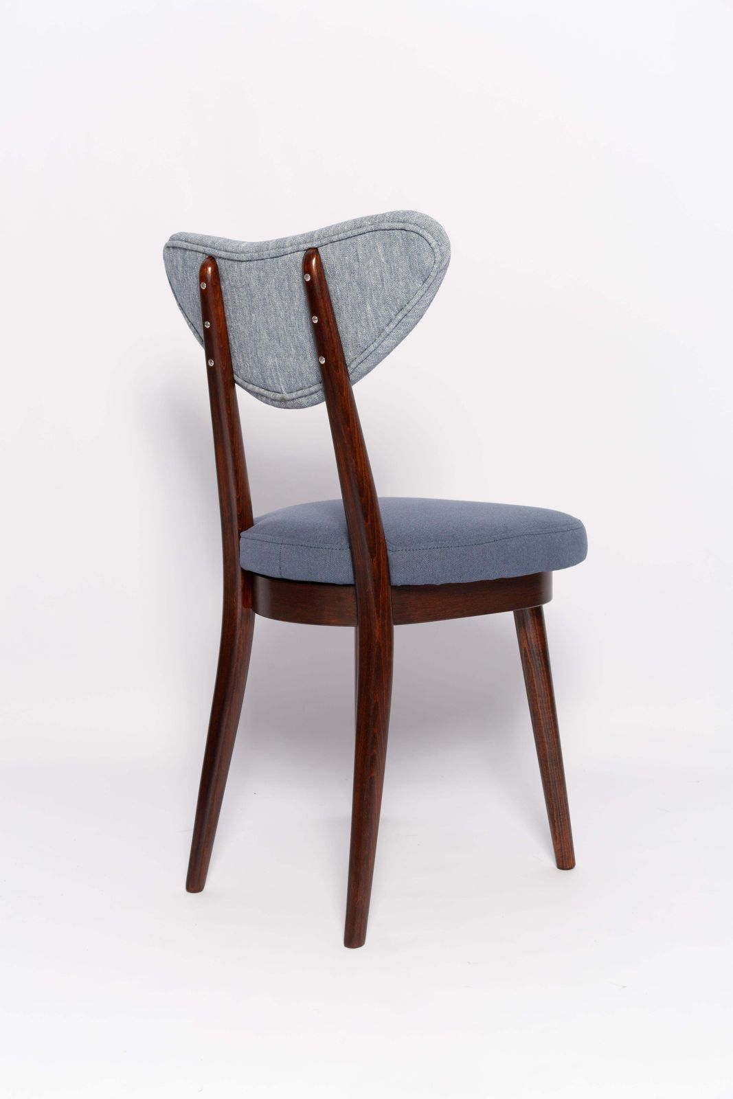 Set Of Four Midcentury Light And Medium Blue Denim Heart Chairs, Europe, 1960s photo buy