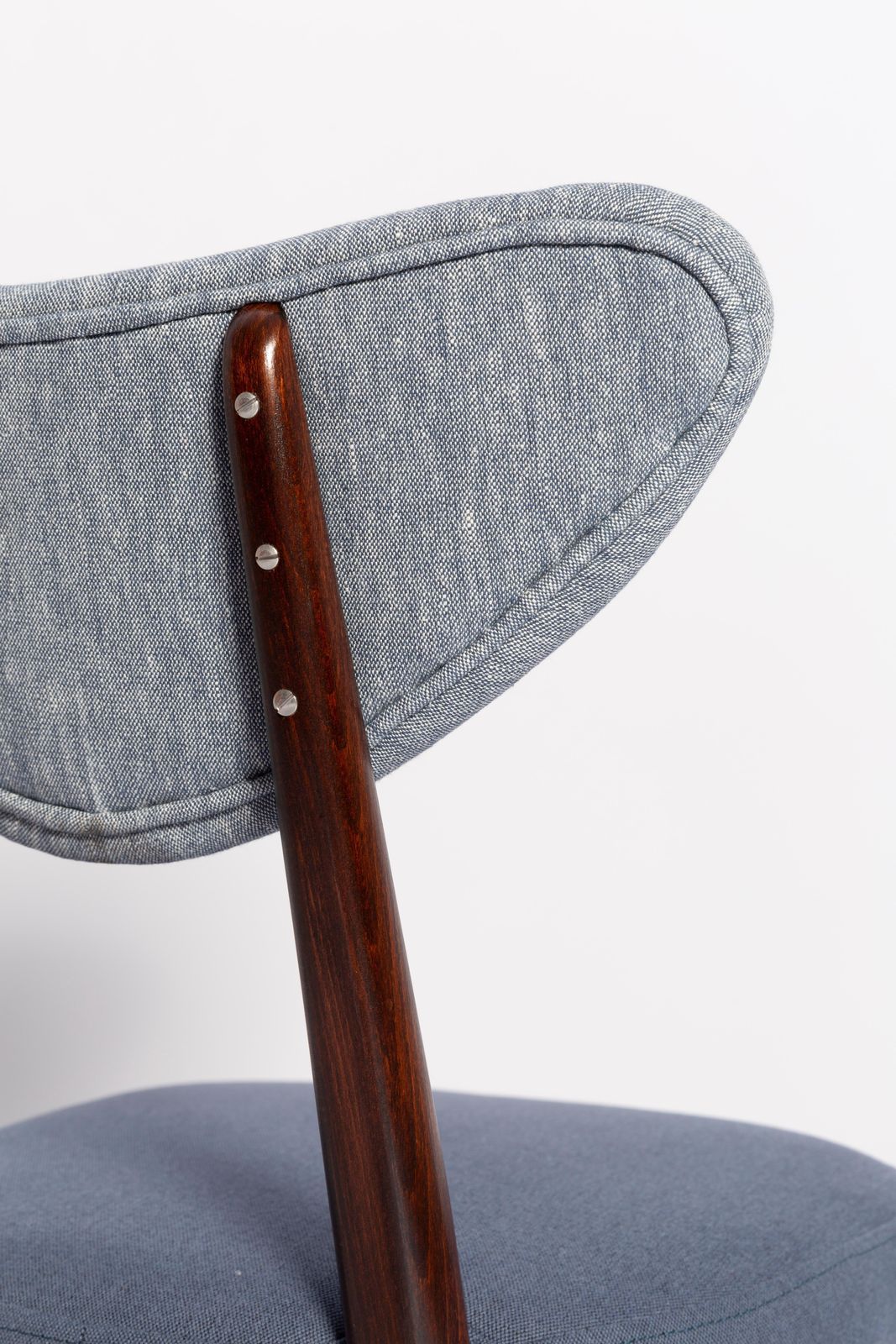 Set Of Four Midcentury Light And Medium Blue Denim Heart Chairs, Europe, 1960s photo vintage