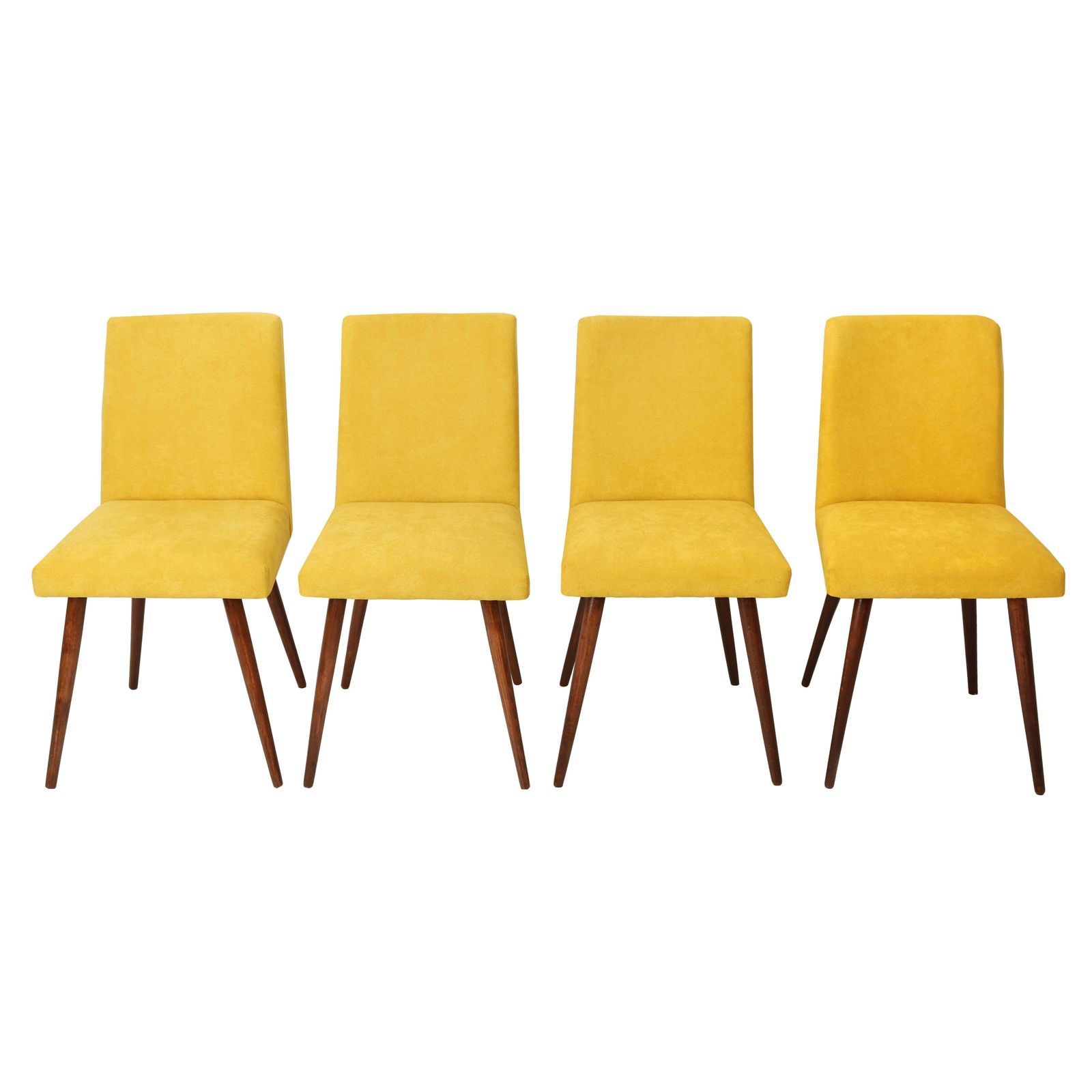 Set Of Four Mid Century Yellow Chairs, Europe, 1960s.