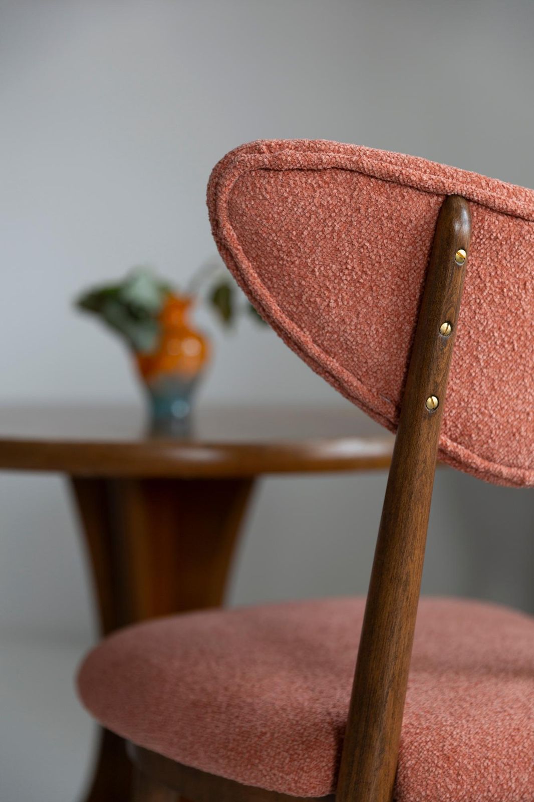 Set Of Four Midcentury Orange Velvet Heart Chairs, Europe, 1960s photo for sale