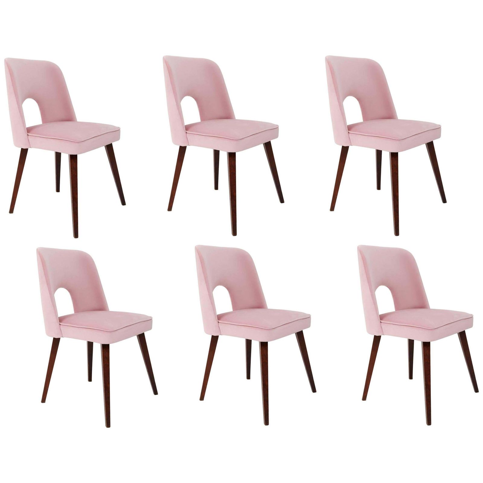 Set Of Six Baby Pink "Shell" Chairs, 1960s