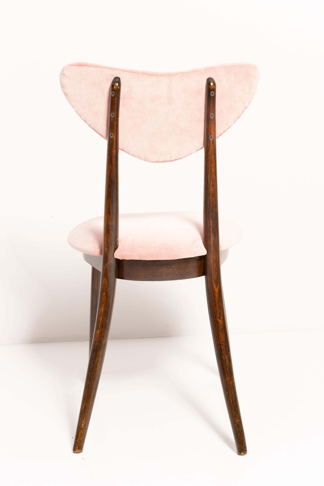 photo for sale Set Of Four Mid Century Pink Cotton Velvet Heart Chairs, Europe, 1960s