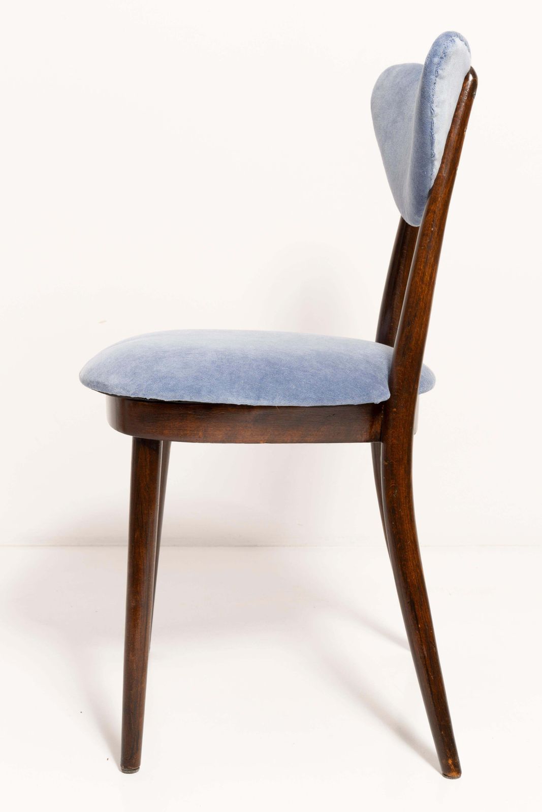 Set Of Four Mid Century Violet Blue Cotton Velvet Heart Chairs, Europe, 1960s photo vintage
