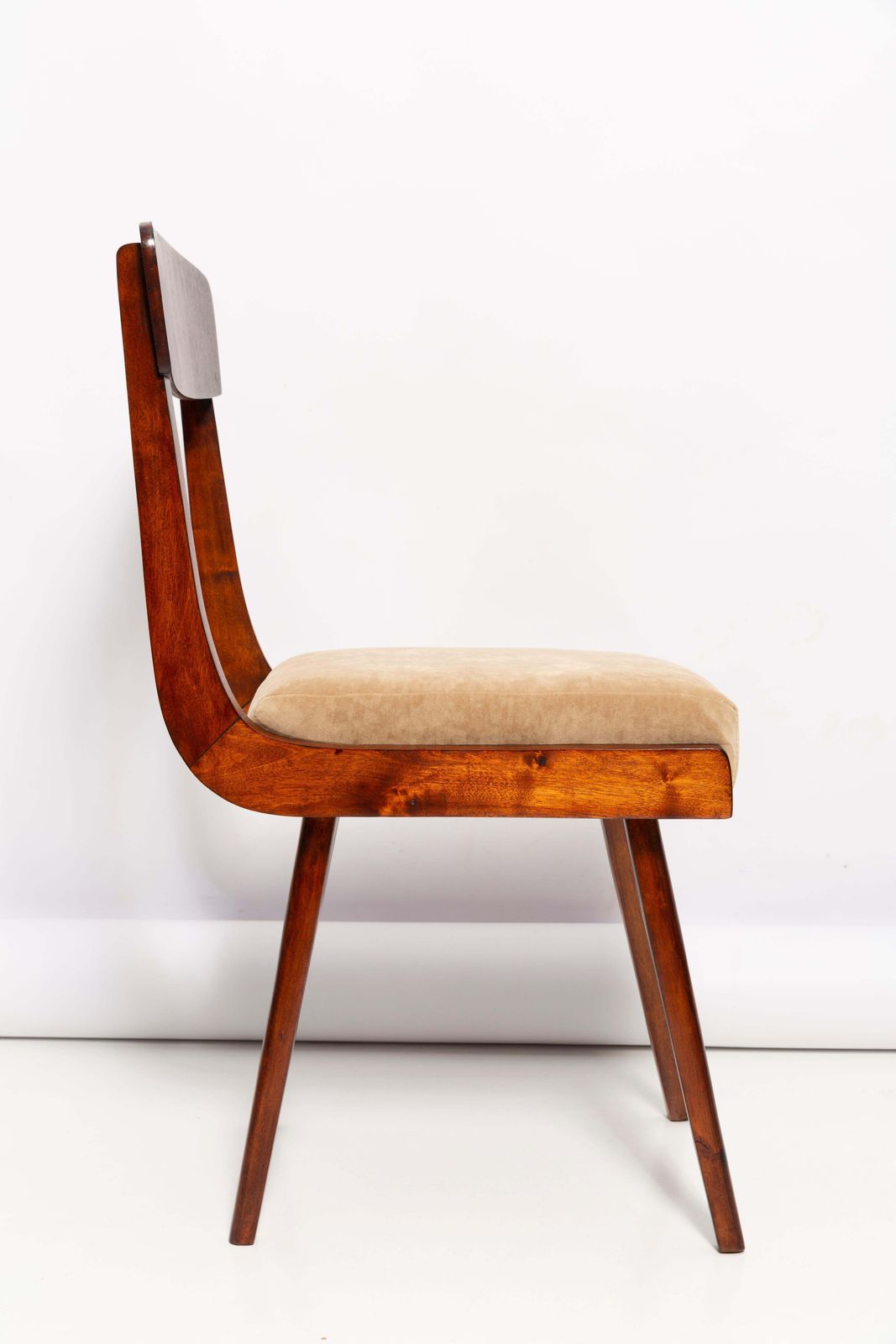 Set Of Four Mid Century Gazelle Beige Wood Chairs, Europe, 1960s photo for sale