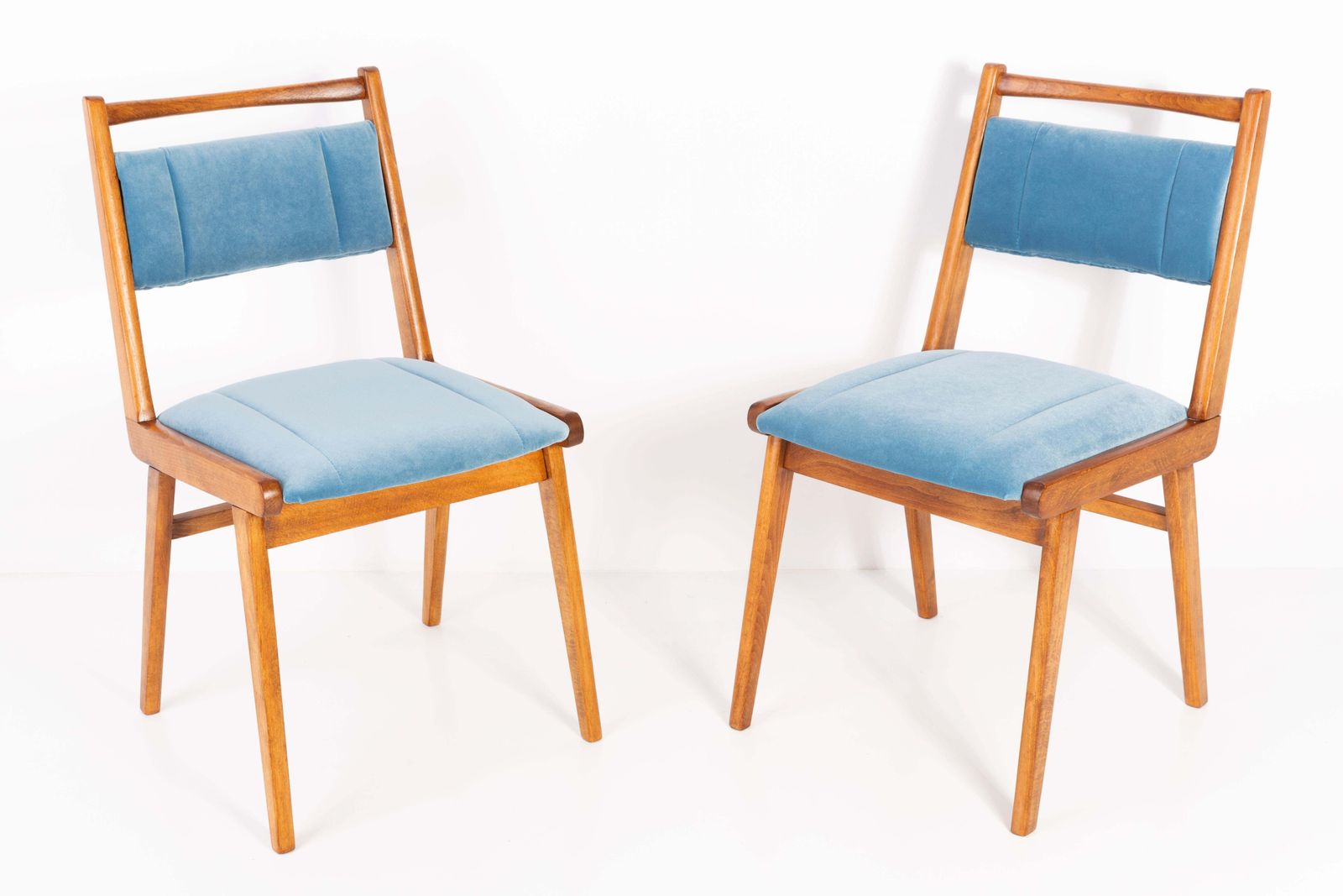 Six 20th Century Blue Velvet Chairs, Poland, 1960s photo furniture