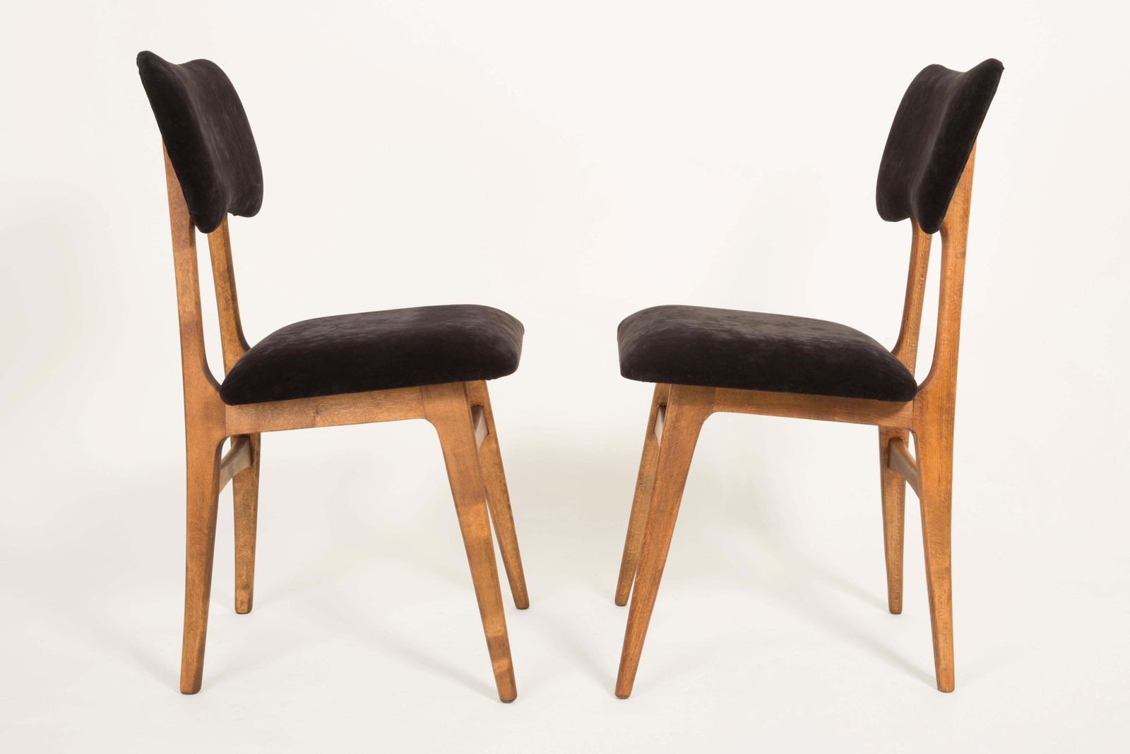 Furniture Set Of Six 20th Century Black Velvet Chairs, Europe, 1960s photo