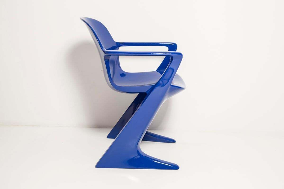 Pair Of Ultramarine Blue Kangaroo Chairs Designed By Ernst Moeckl, Germany, 1968 photo for sale