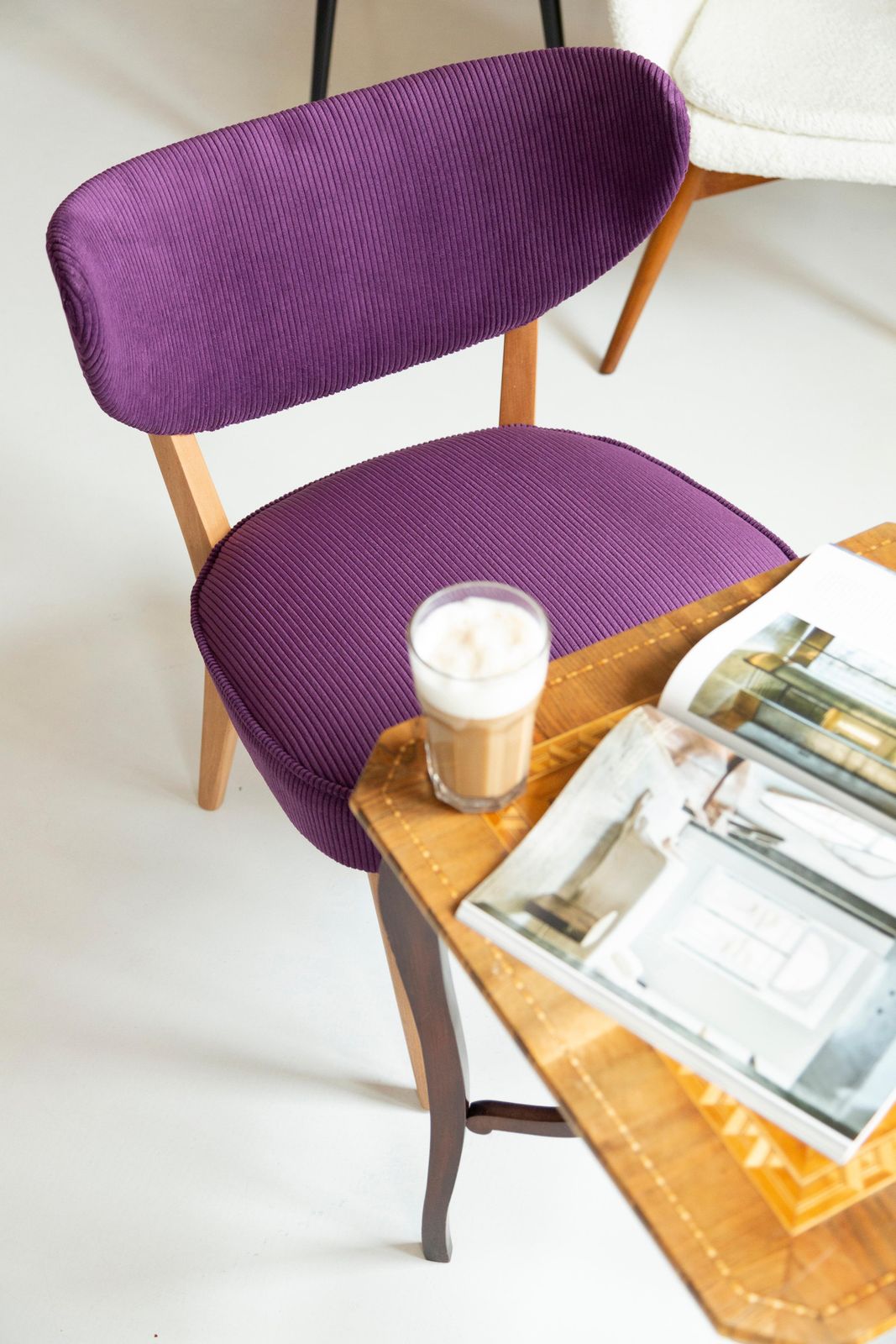 Midcentury Style Violet Velvet Club Chair, By Vintola Studio, Europe, Poland photo furniture
