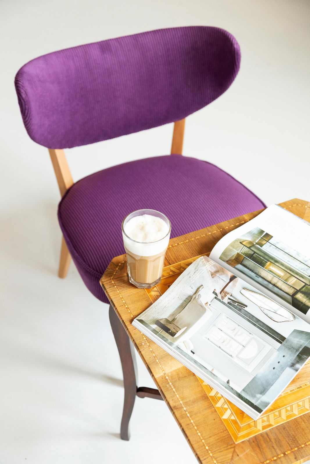 Midcentury Style Violet Velvet Club Chair, By Vintola Studio, Europe, Poland photo for sale