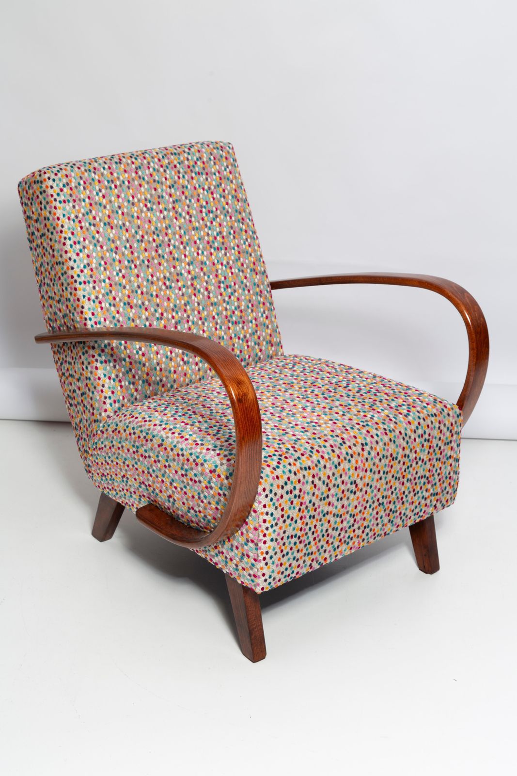 Mid Century Dots Velvet Armchair By J. Halabala, Czech Republic, 1950s photo furniture