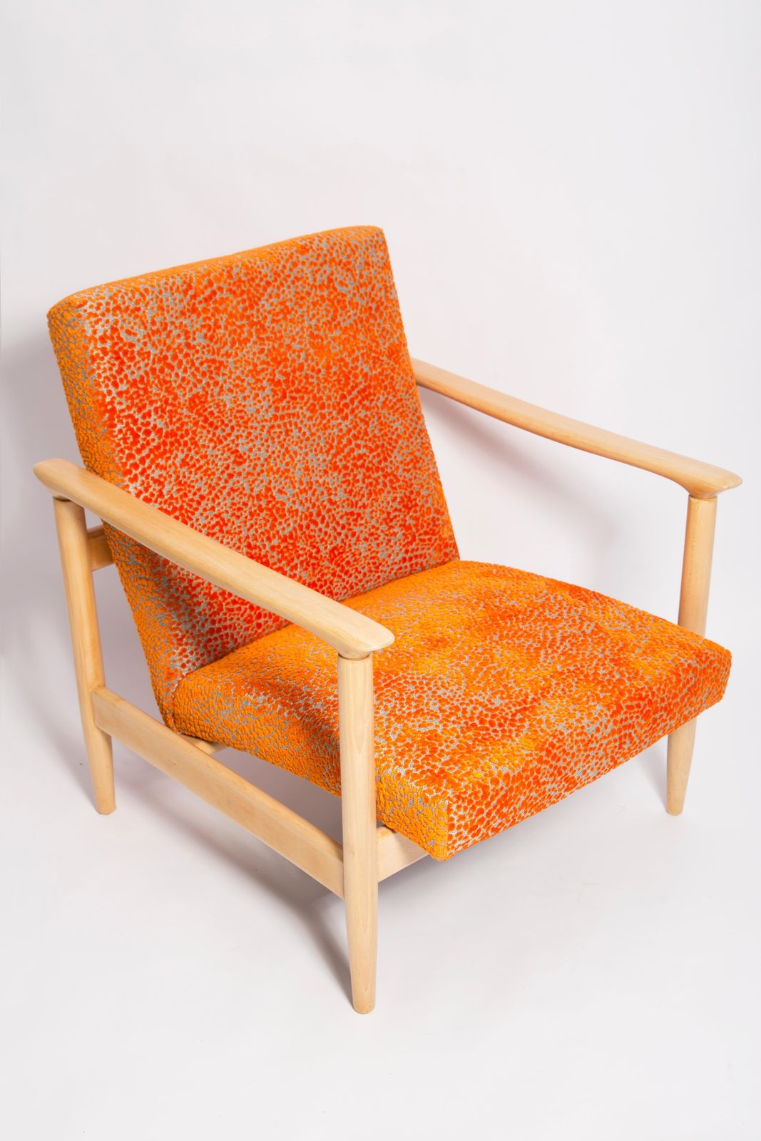 Mid 20th Century Orange Velvet Armchair, Edmund Homa, Europe, 1960s photo 1361.0