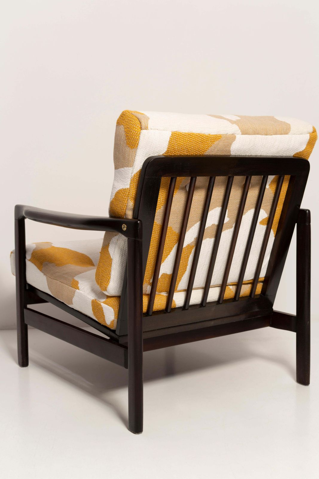 Mid Century Yellow And White Camouflage Armchair, Zenon Baczyk, Poland, 1960s photo vintage