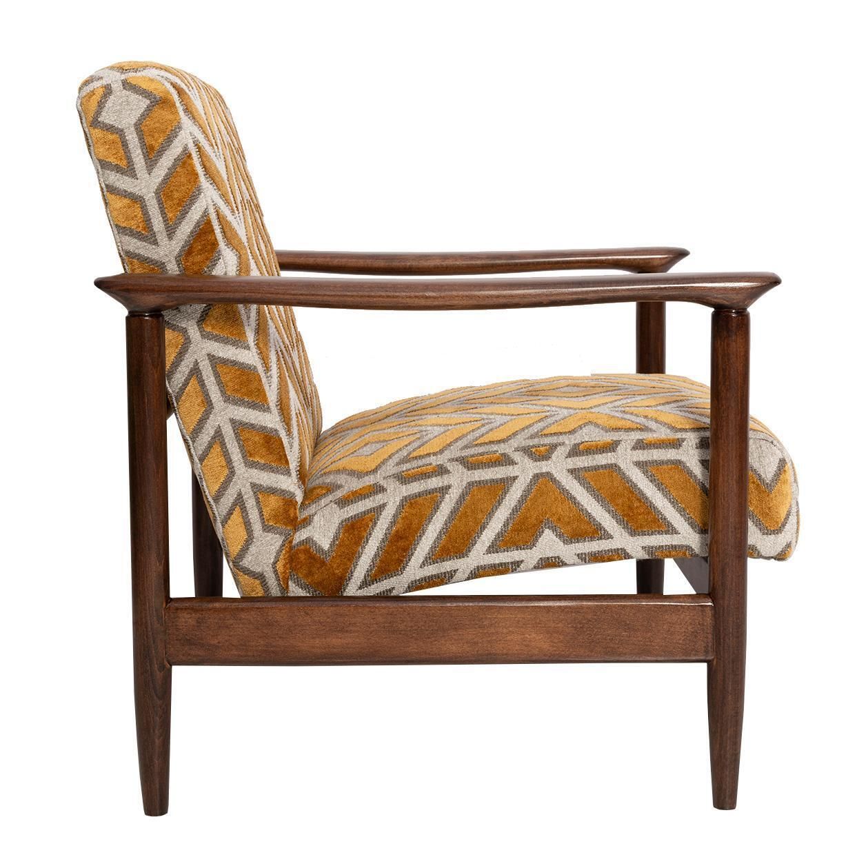 Mid Century Yellow Chenille Velvet Armchair, Edmund Homa, Gfm 142, 1960s, Poland photo 1702.0