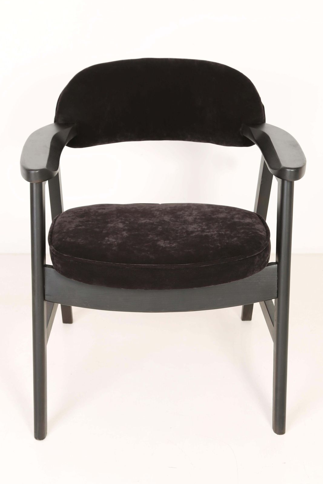 2973.0 Set Van Vier 20e Eeuwse Buffalo Stoelen Van Zwart Hout En Fluweel, Jaren 1960 photo