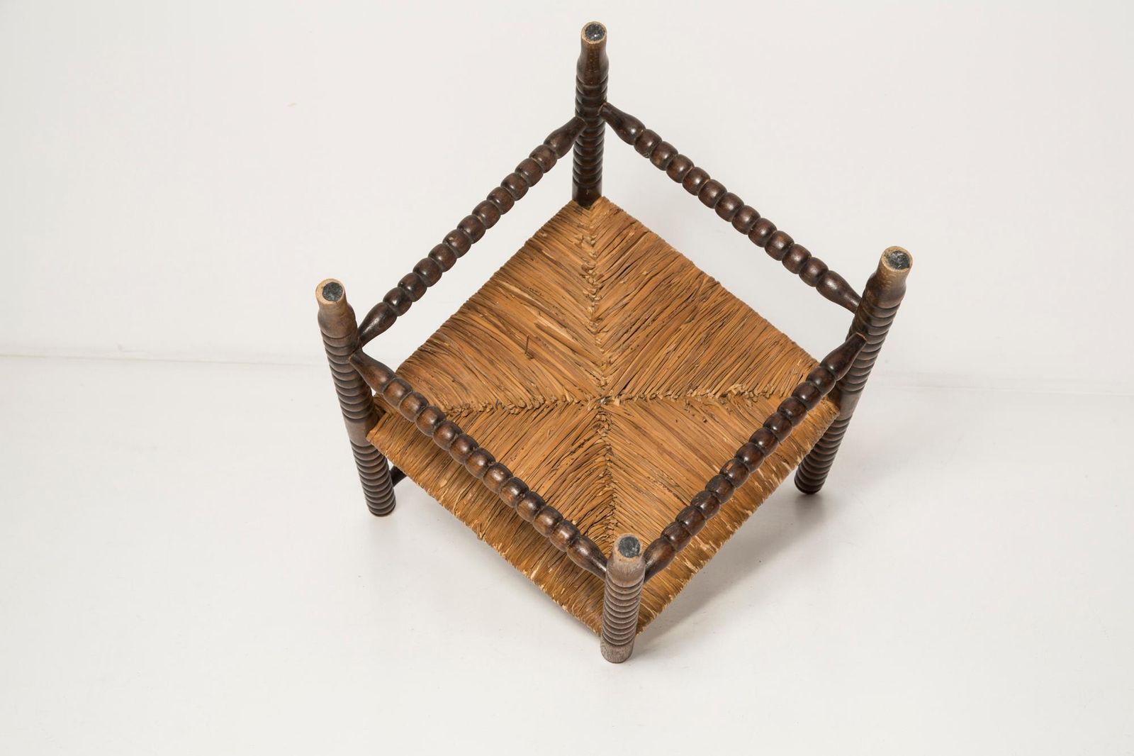 photo buy Mid Century Antique Provincial Hand Crafted Bobbin Corner Chair, France, 1940s