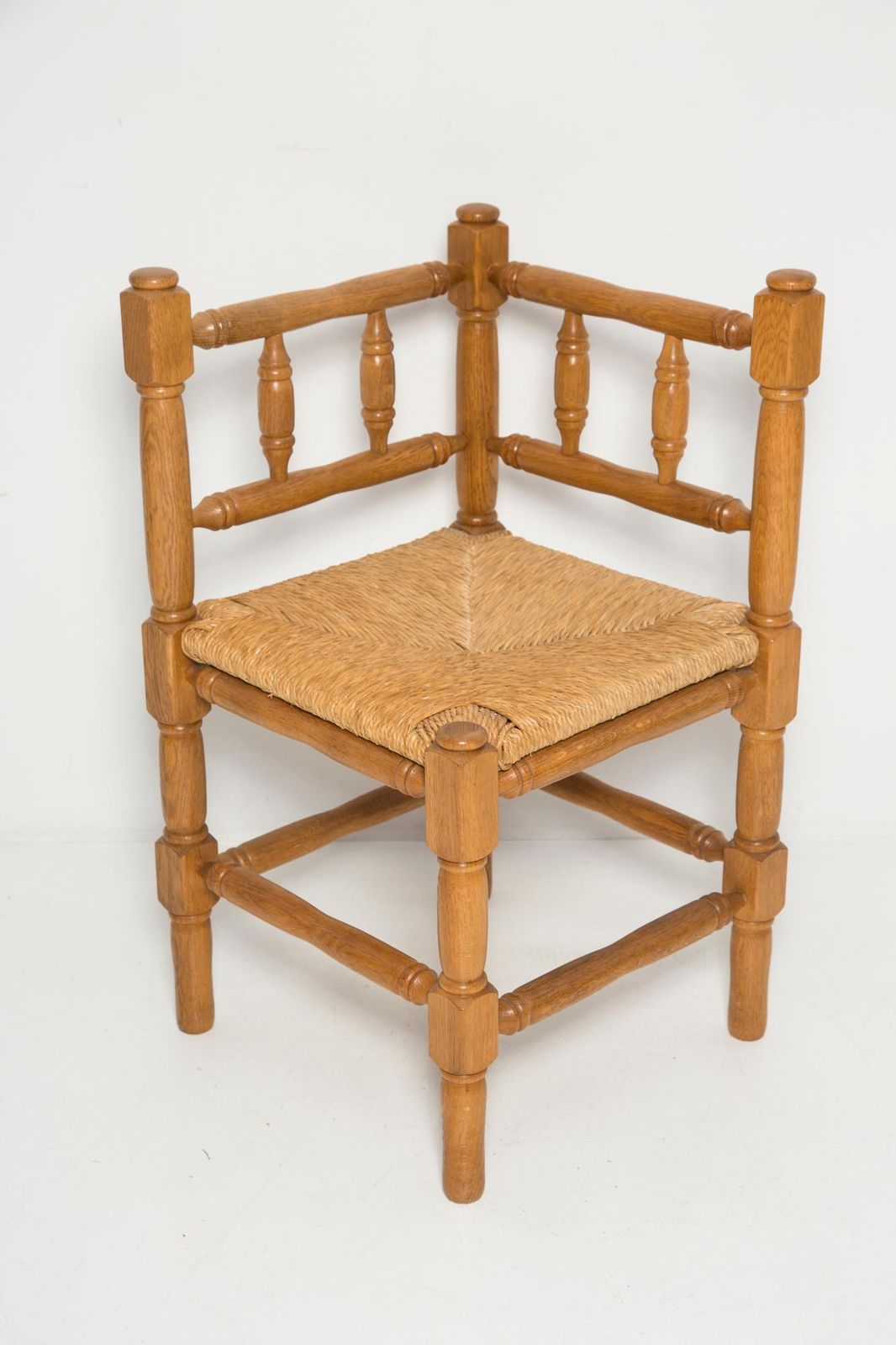 Mid Century Antique Provincial Hand Crafted Bobbin Corner Chair, France, 1940s photo 510.0