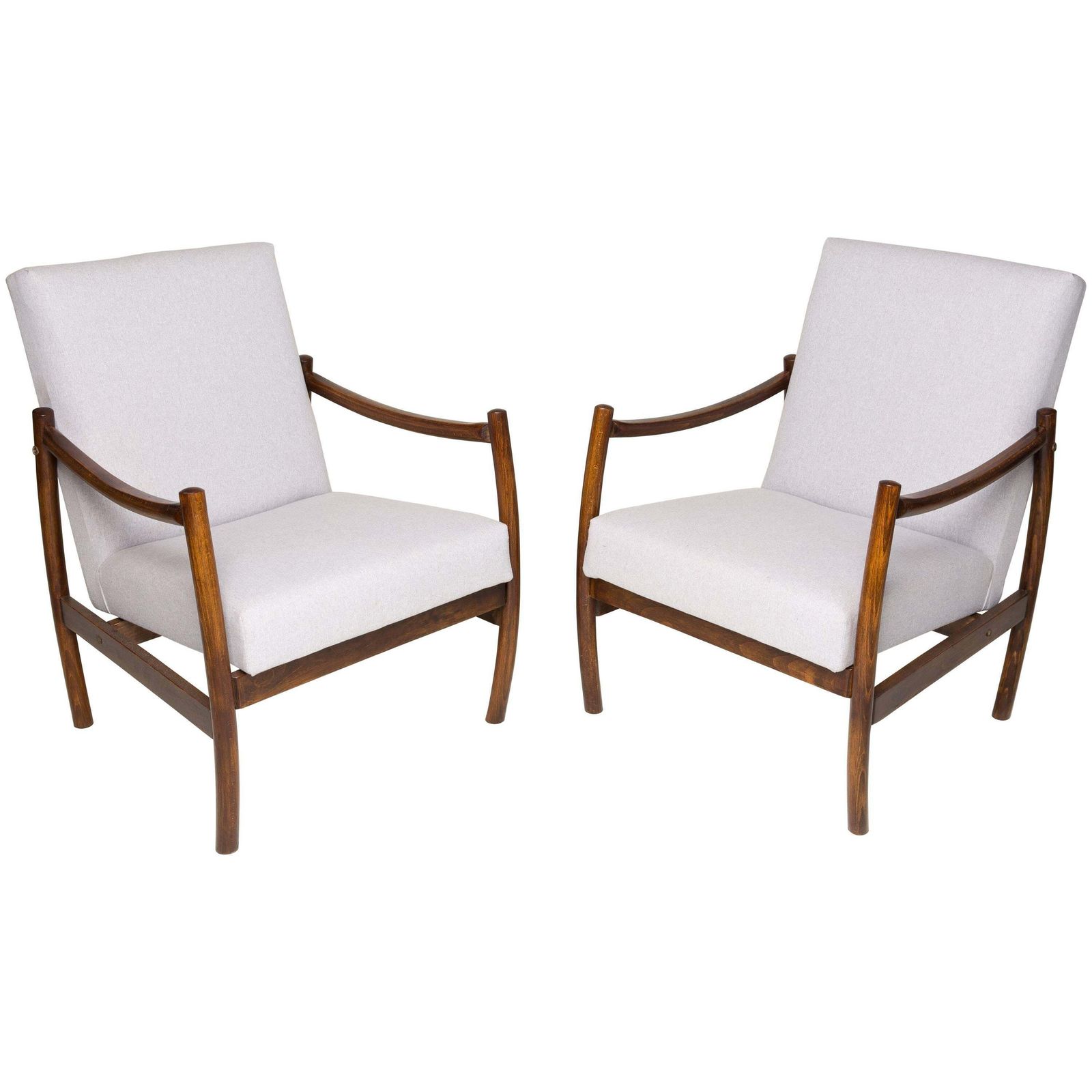 Pair Of Mid Century Beige Club Armchairs, Europe, 1960s