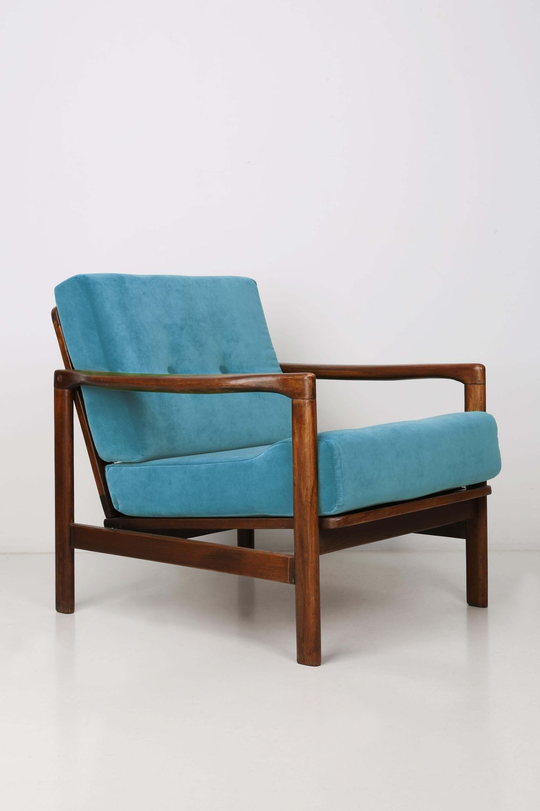 Set Of Two Midcentury Blue Velvet Armchairs, Zenon Baczyk, 1960s photo furniture