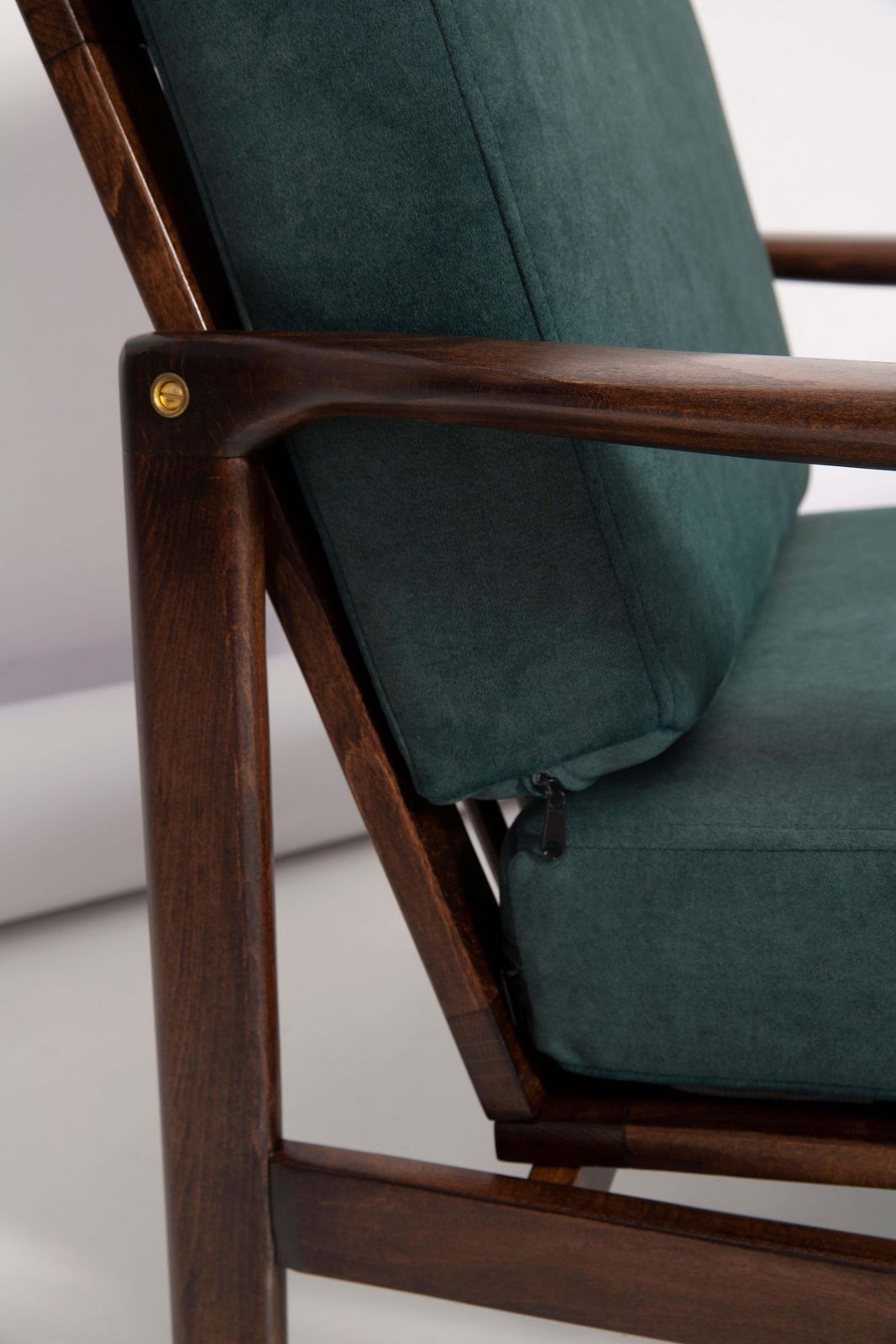 Set Of Two Midcentury Deep Green Velvet Armchairs, Zenon Baczyk, 1960s photo buy
