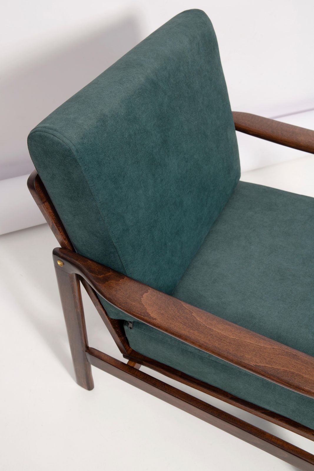 Set Of Two Midcentury Deep Green Velvet Armchairs, Zenon Baczyk, 1960s photo vintage