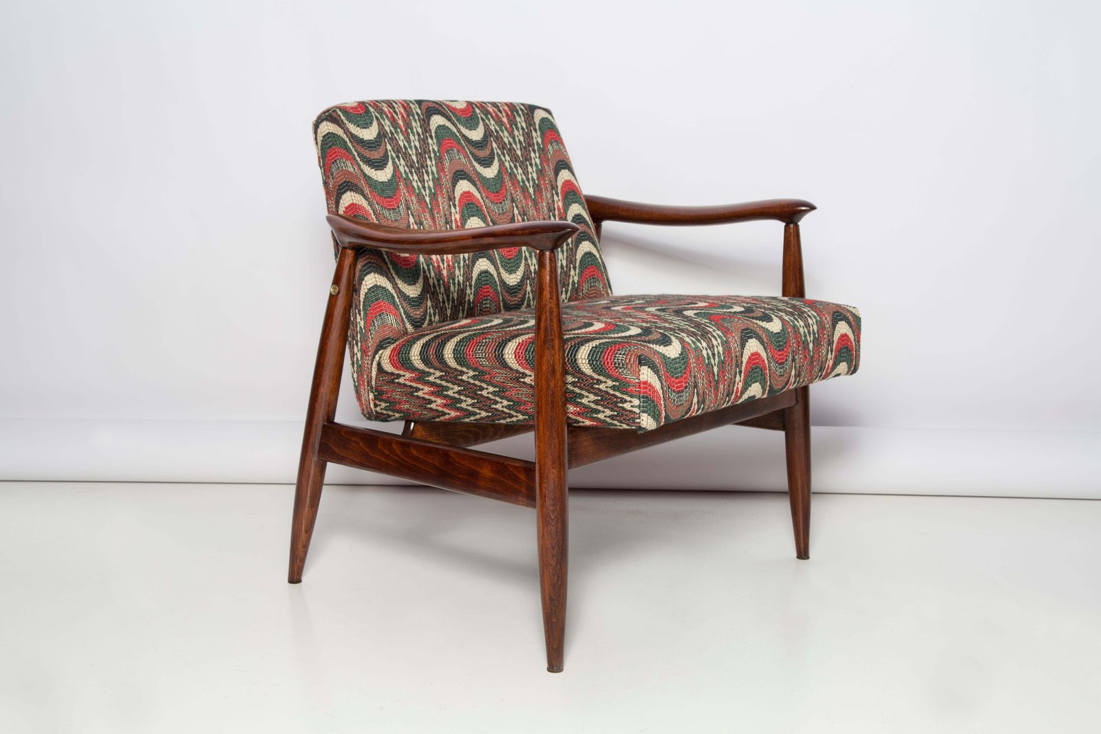 Pair Of Mid Century Flimflam Jacquard Armchairs, By J Kedziorek, Europe, 1960s photo for sale