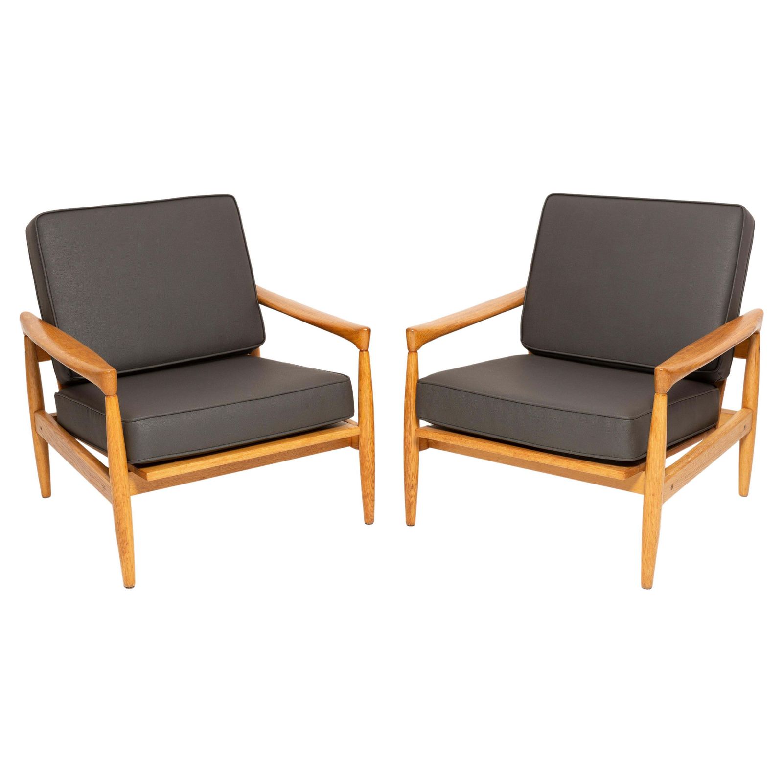 Set Of 2 Scandinavian Armchairs Oak Lounge Chairs "Kolding" By Erik Worts, 1960s
