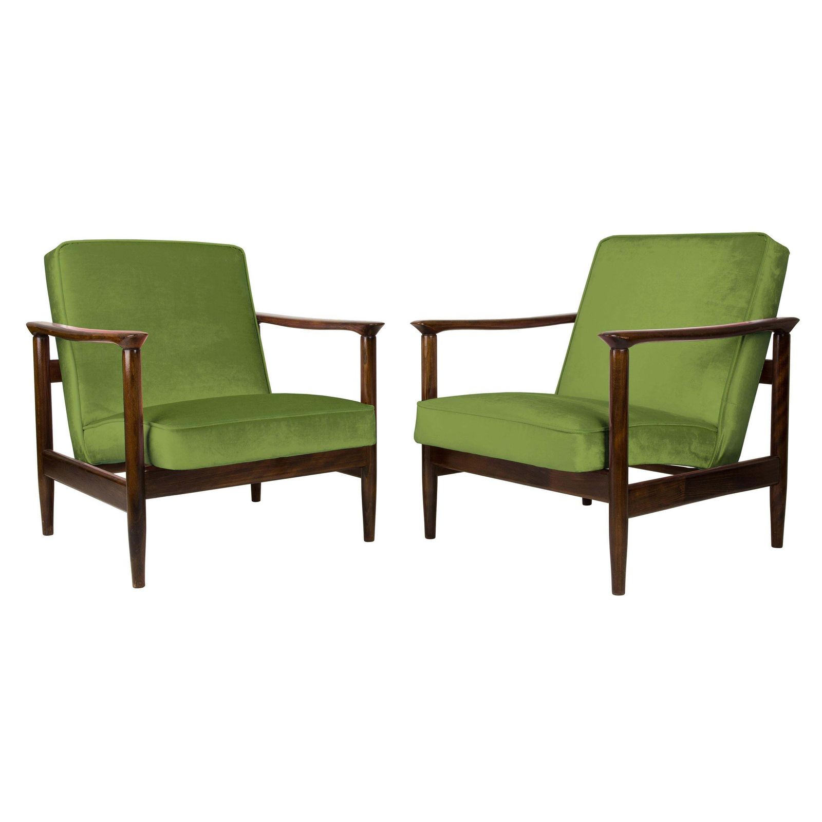 Pair Of Green Armchairs, Edmund Homa, Gfm 142, 1960s, Poland