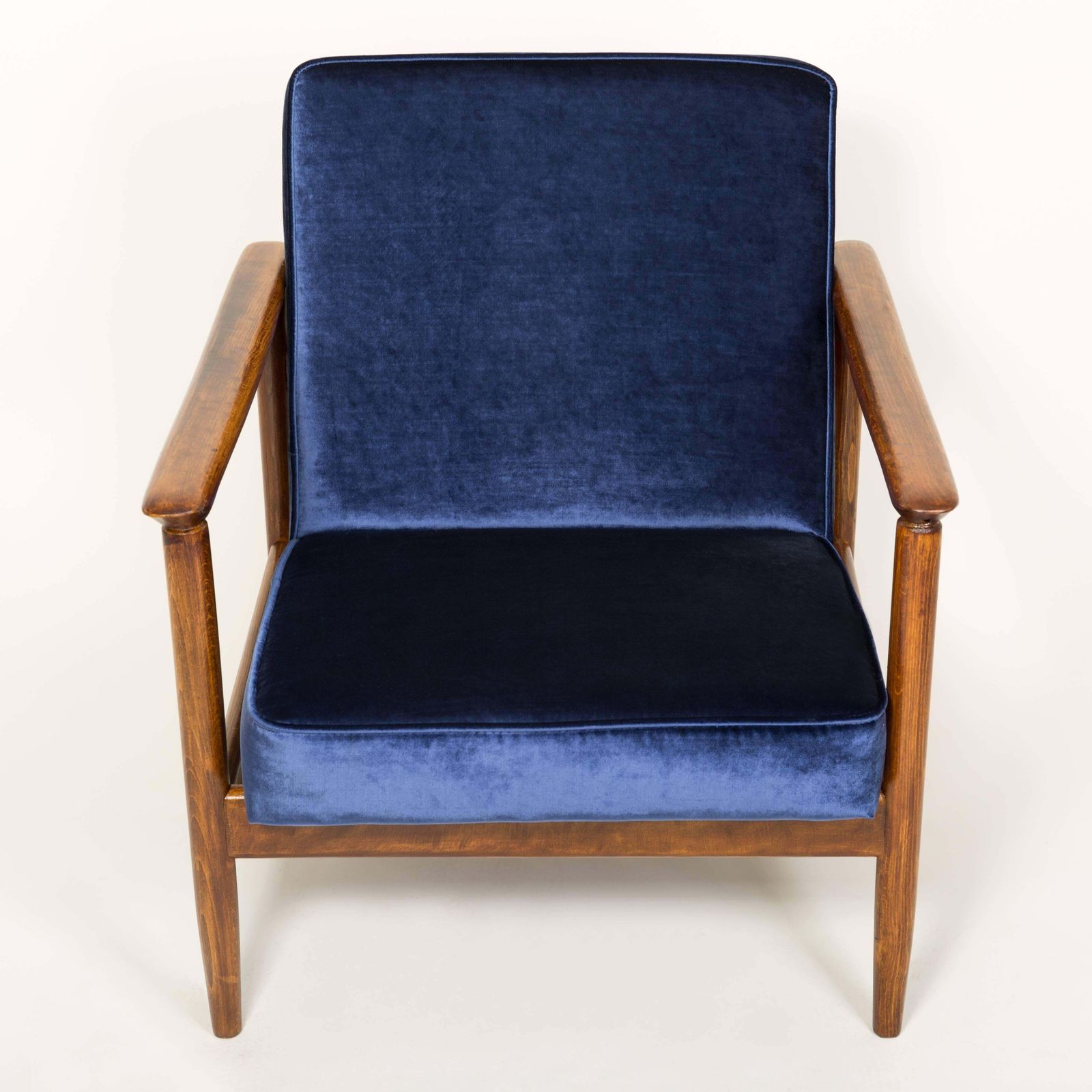 Paar Donkerblauwe Fluwelen Fauteuils, Ontworpen Door Edmund Homa, Jaren 1960 photo furniture