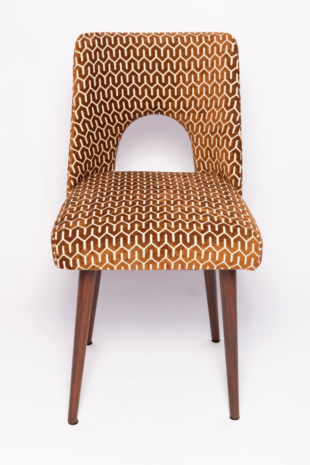 photo for sale Set Of Six Mid Century Chocolate Brown 'Shell' Chairs, Europe, 1960s