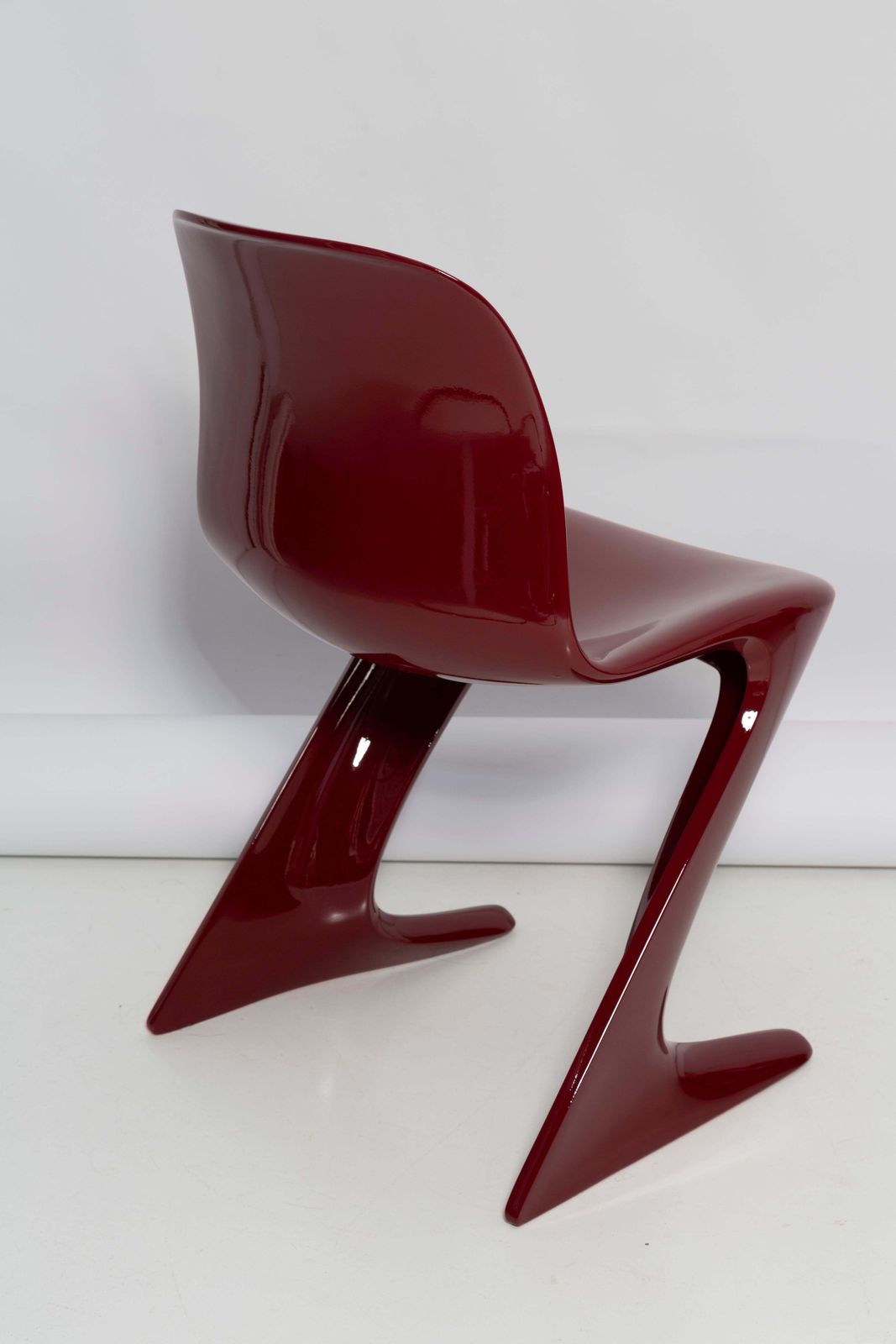 Set Of Three Red Wine Kangaroo Chairs Designed By Ernst Moeckl, Germany, 1968 photo vintage