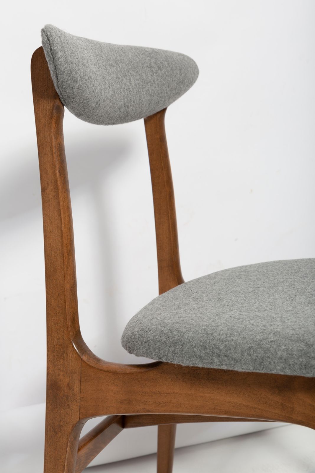 Set Of Six Mid Century Gray Wool Chairs By Rajmund Halas, Poland, 1960s photo 3061.0