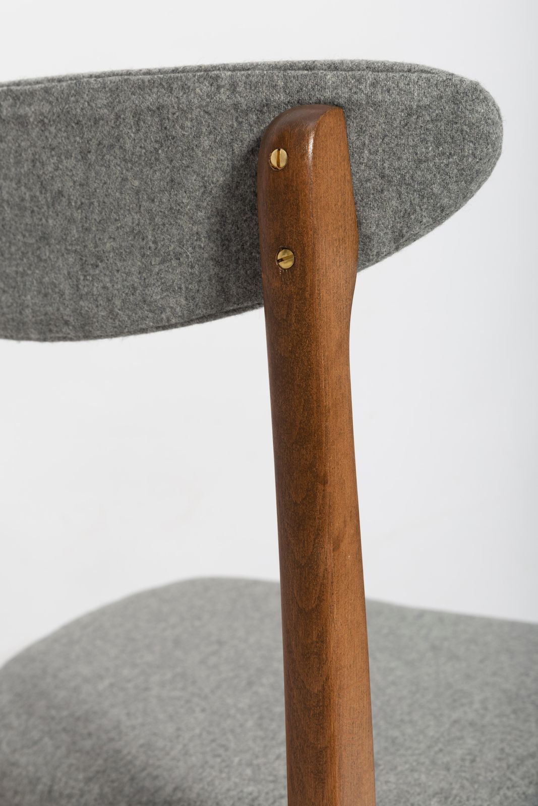 Set Of Six Mid Century Gray Wool Chairs By Rajmund Halas, Poland, 1960s photo vintage