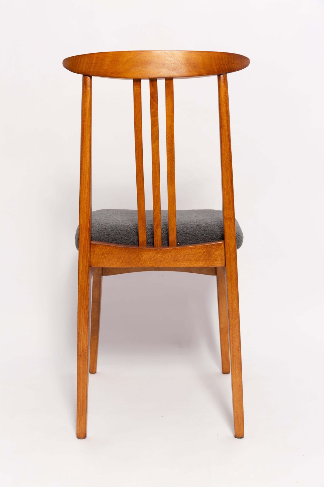 Six Mid Century Graphite Boucle Chairs, Medium Wood, M Zielinski, Europe 1960 photo buy
