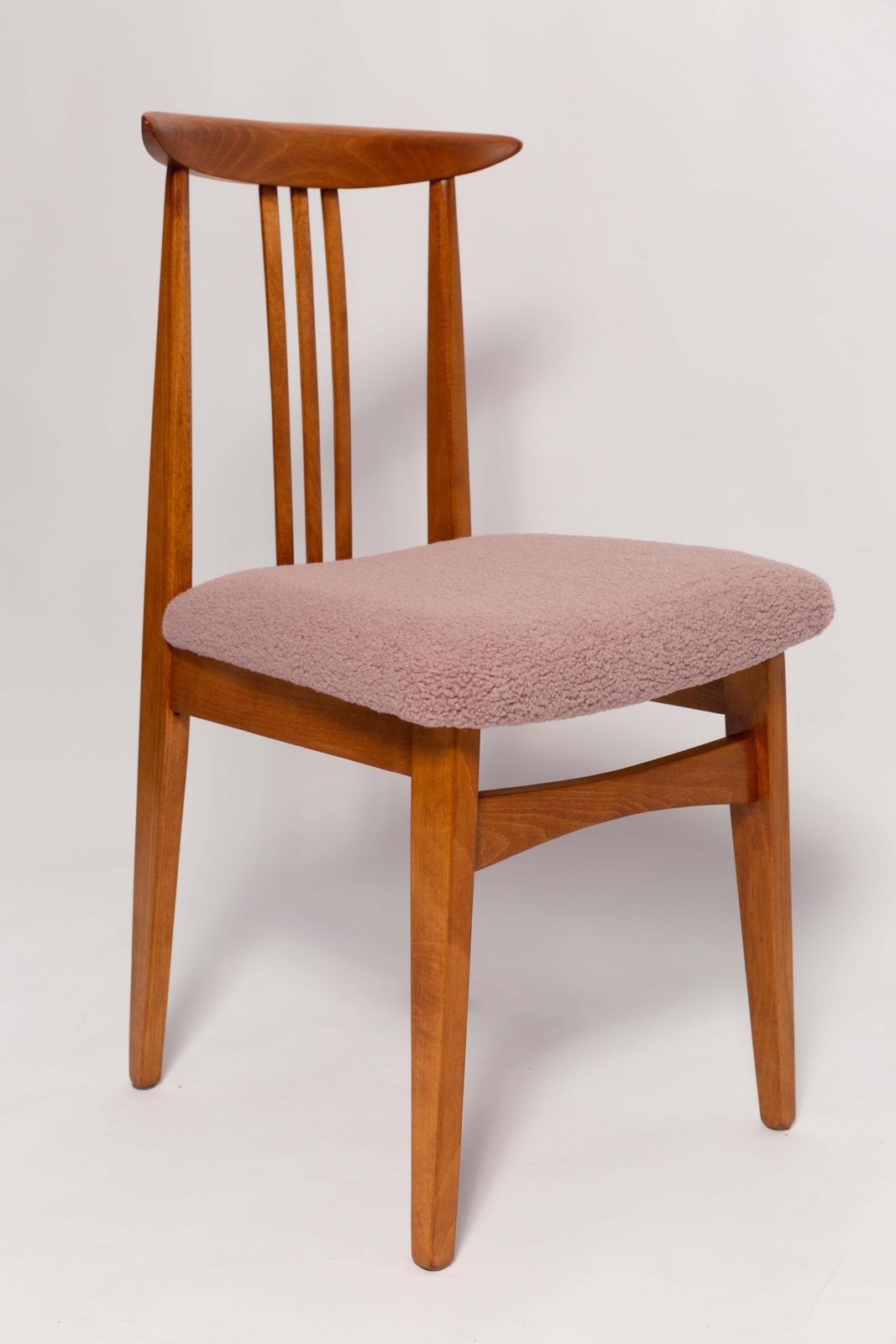 Set Of Six Mid Century Pink Blush Boucle Chairs, By M. Zielinski, Europe, 1960s photo vintage