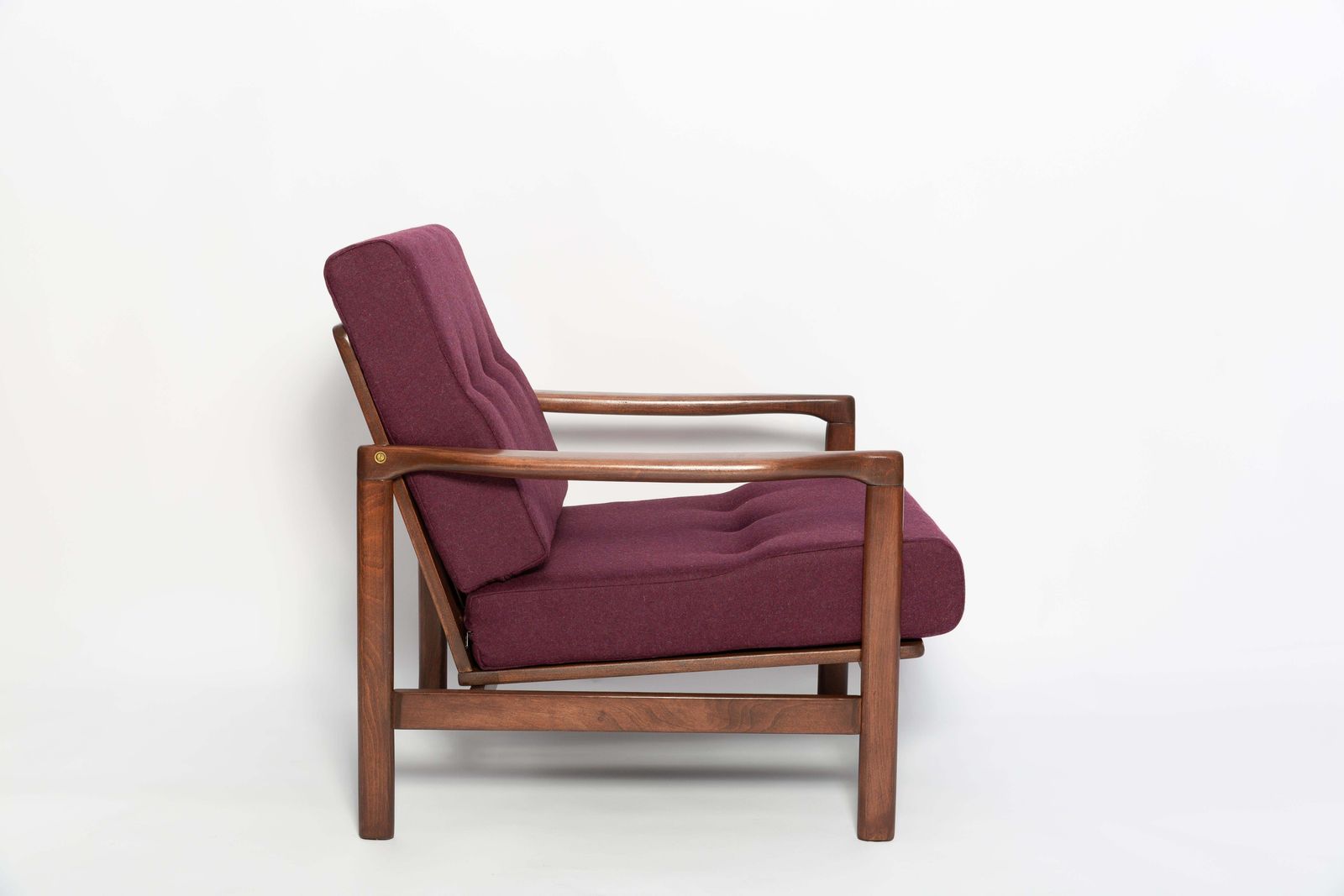 Pair Of Mid Century Purple Wool Velvet Armchairs, Zenon Baczyk, Poland, 1960s photo buy