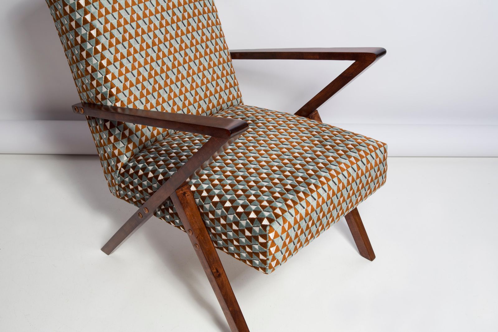 Set Of Two Mid Century Unique Zet Armchairs, Triangle Velvet, 1970s, Europe photo Furniture