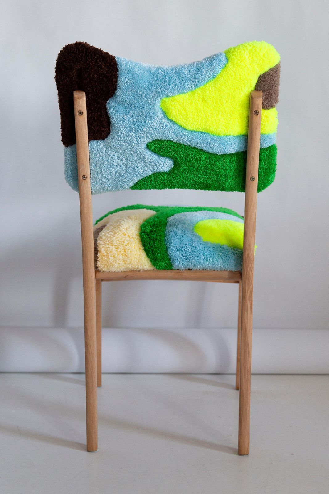 photo furniture Set Of Four Mid Century Tufting Chairs, Light Wood, Rajmund Halas, Poland, 1960s