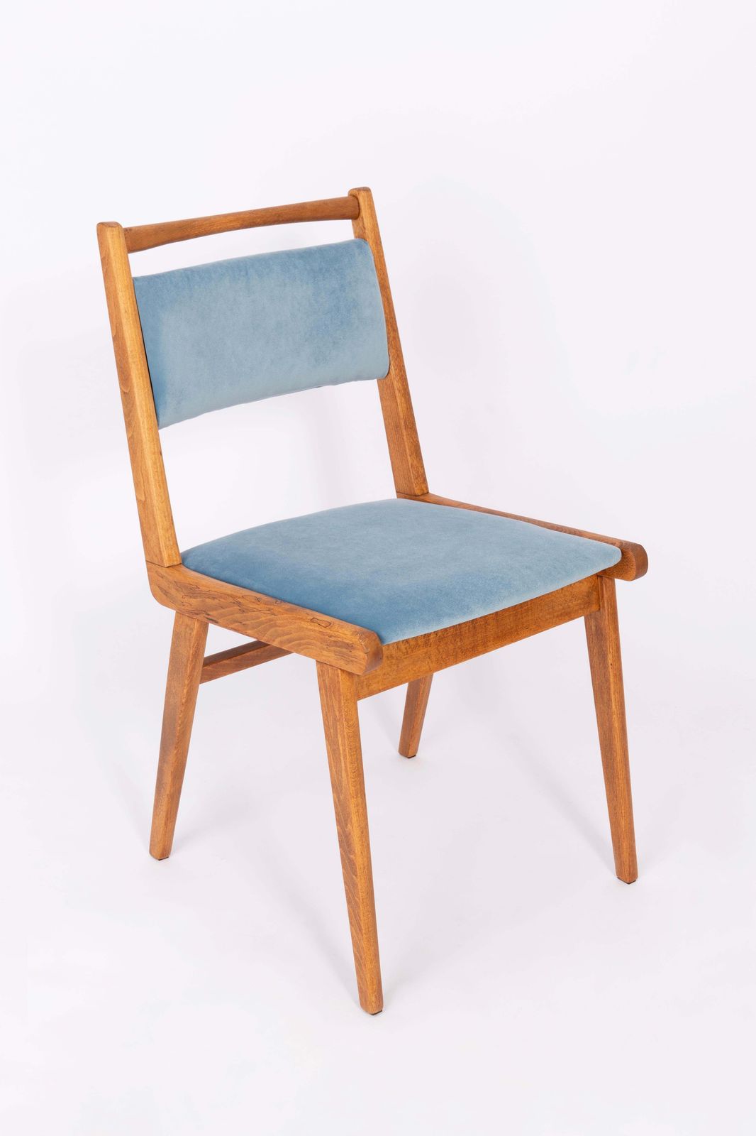 Set Of Eight 20th Century Blue Velvet Chairs, Poland, 1960s photo furniture