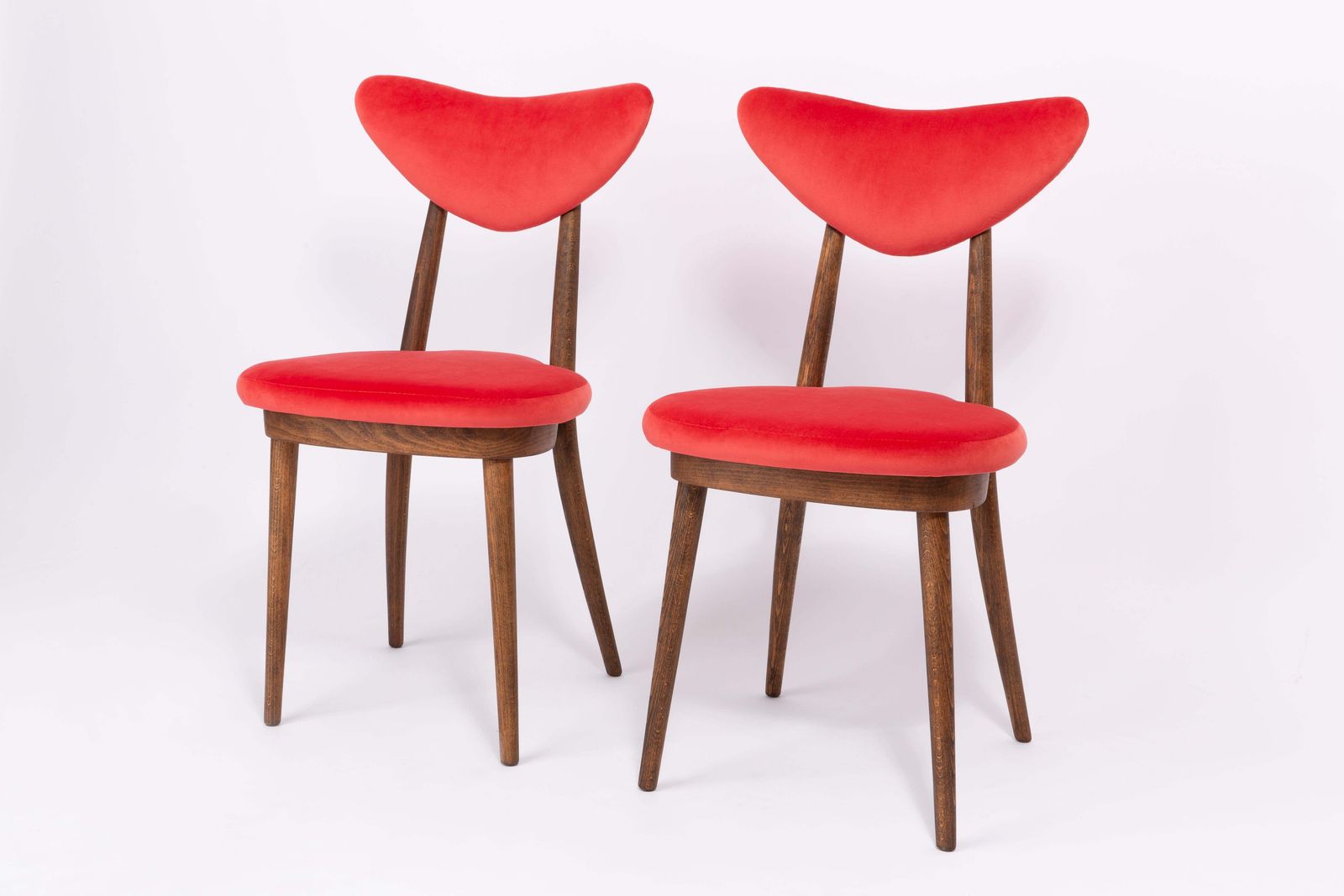 Set Of Eight Red Heart Chairs, Poland, 1960s photo vinterior