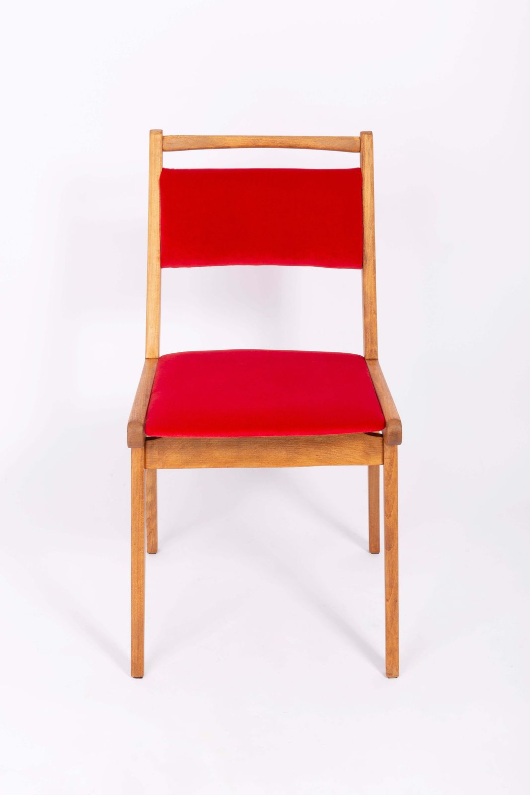 Set Of Eight 20th Century Red Velvet Chairs, By Rajmund Halas, Poland, 1960s photo vinterior