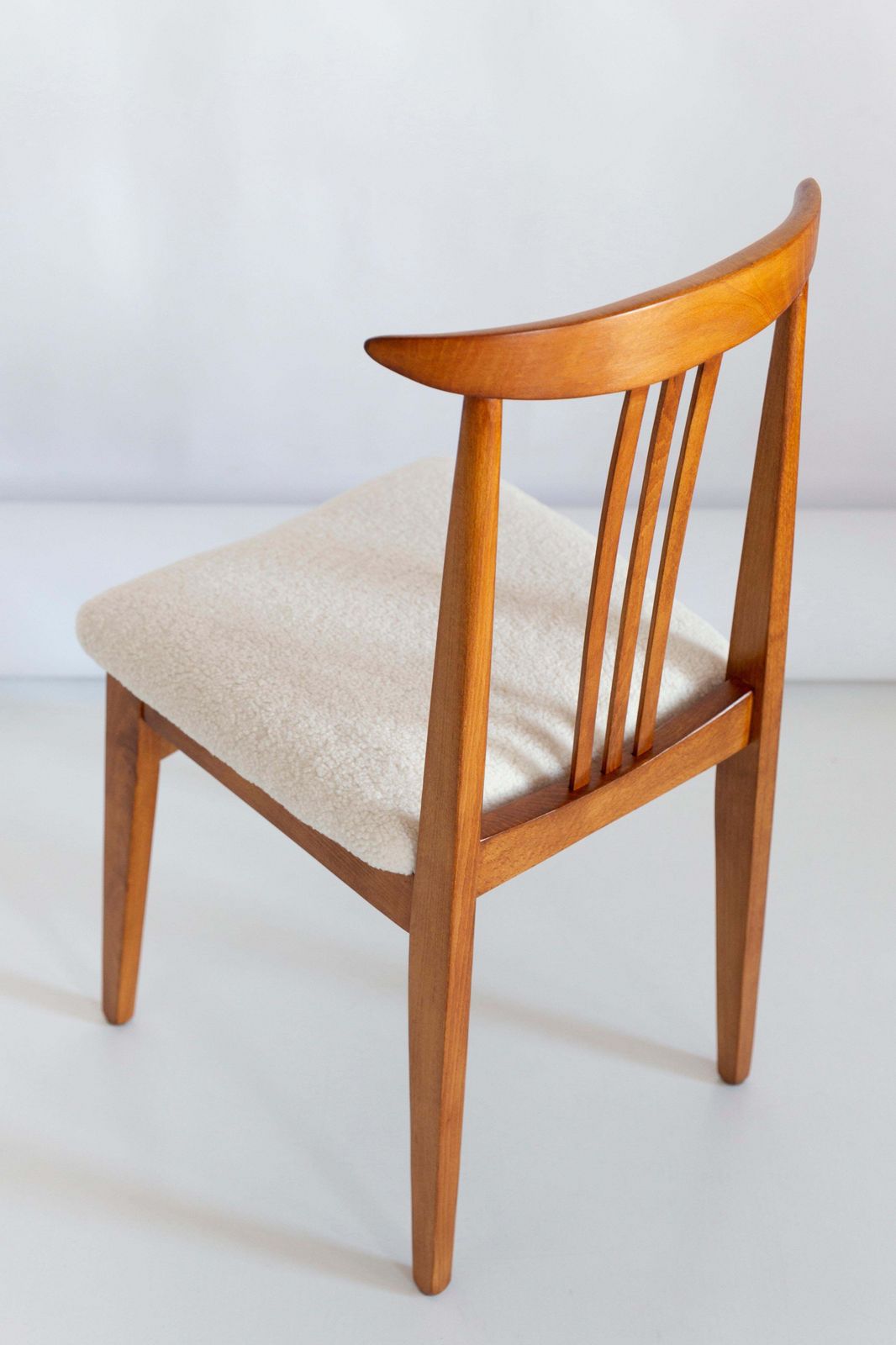 Furniture Eight Mid Century Light Boucle Chair, Designed By M. Zielinski, Europe, 1960s photo