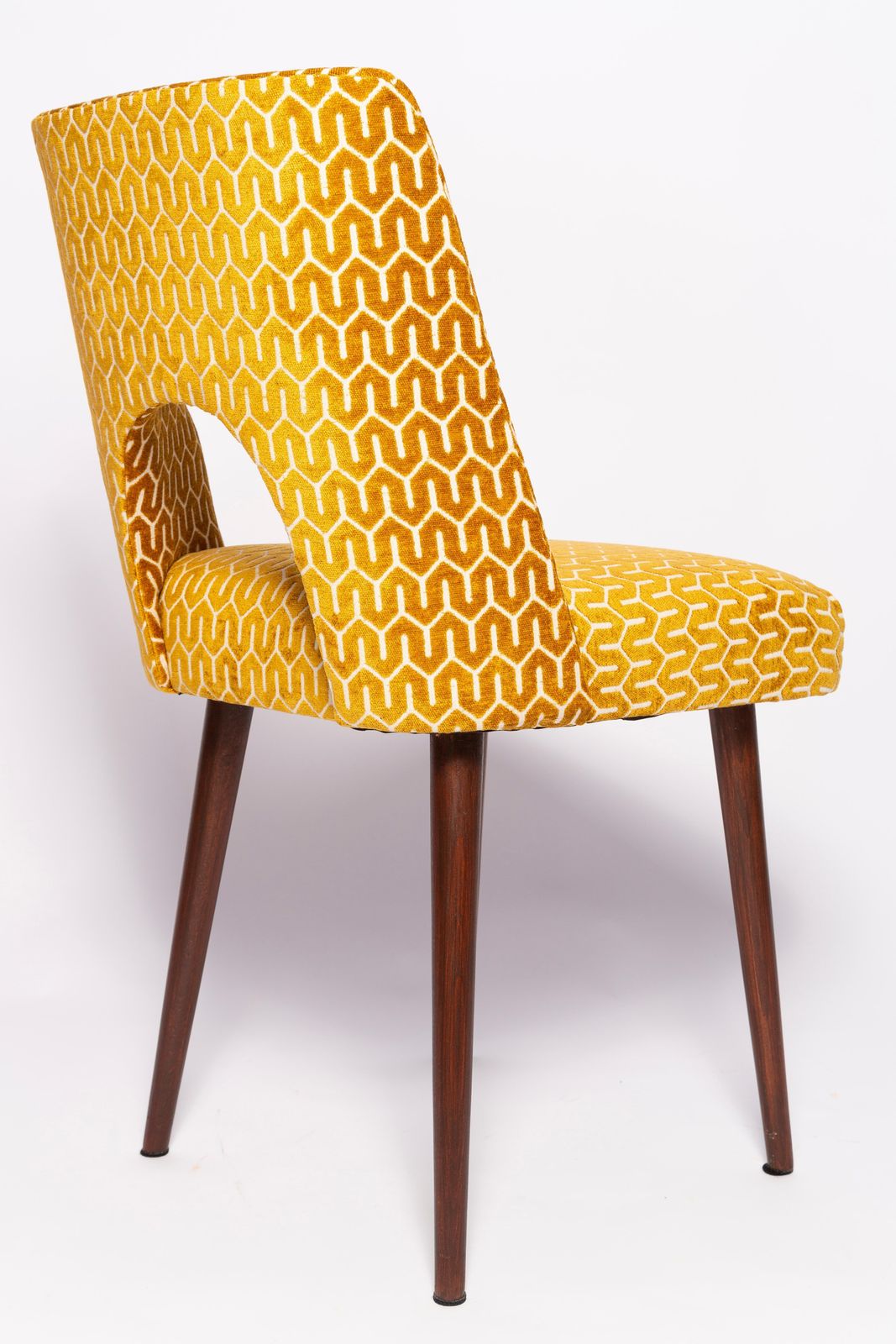 Set Of Eight Mid Century Yellow Mustard 'Shell' Chairs, Europe, 1960s photo buy