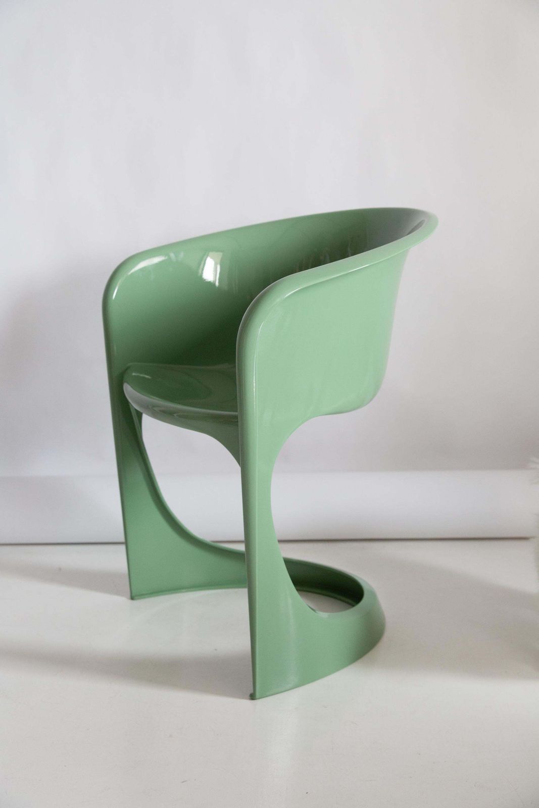 Set Of Four Mid Century Glossy Mint Green Cado Chairs, Steen østergaard, 1974 photo buy