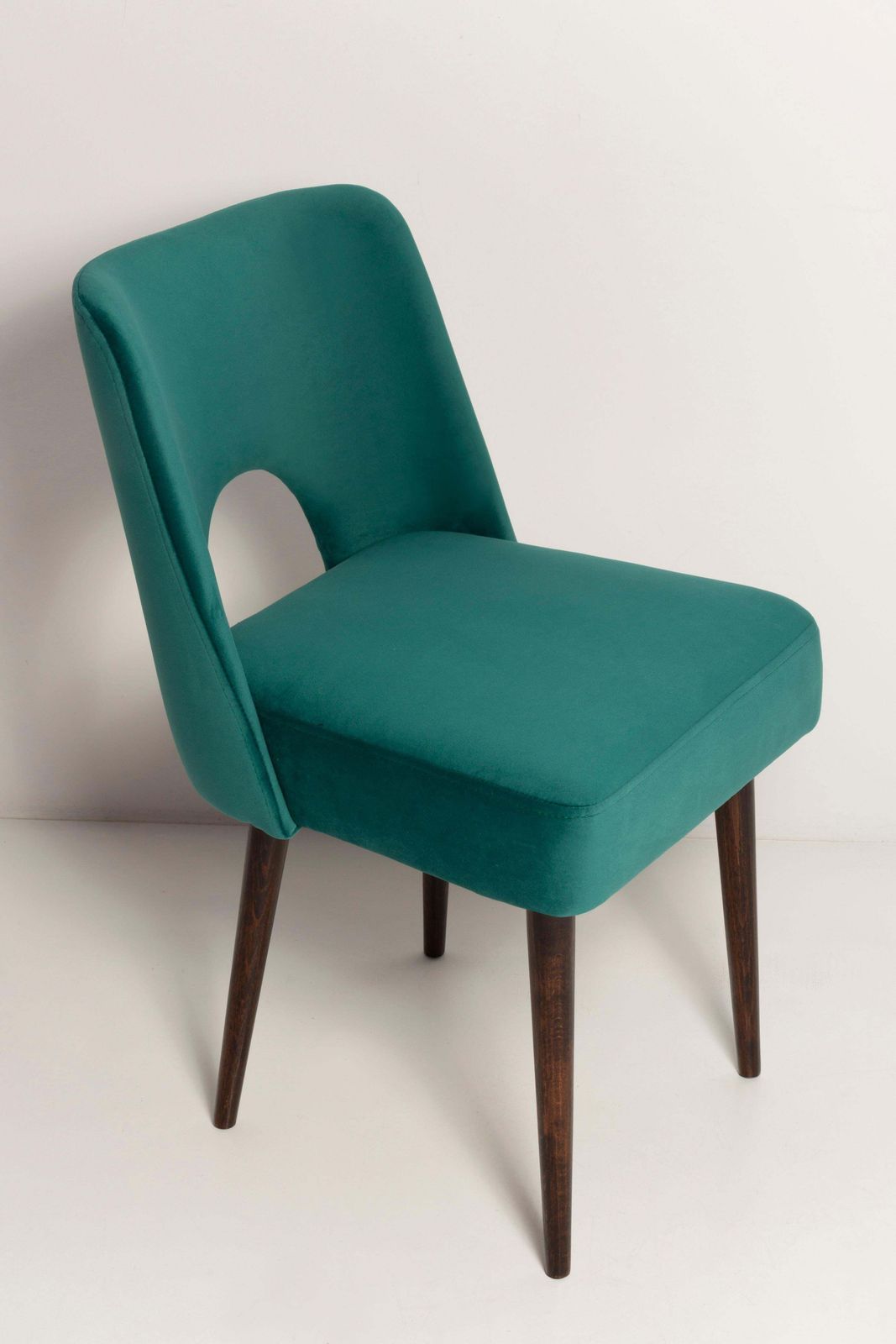 Seven Velvet 'Shell' Chairs, Dark Green Velvet, Dark Beech Wood, Europe, 1960s photo Furniture