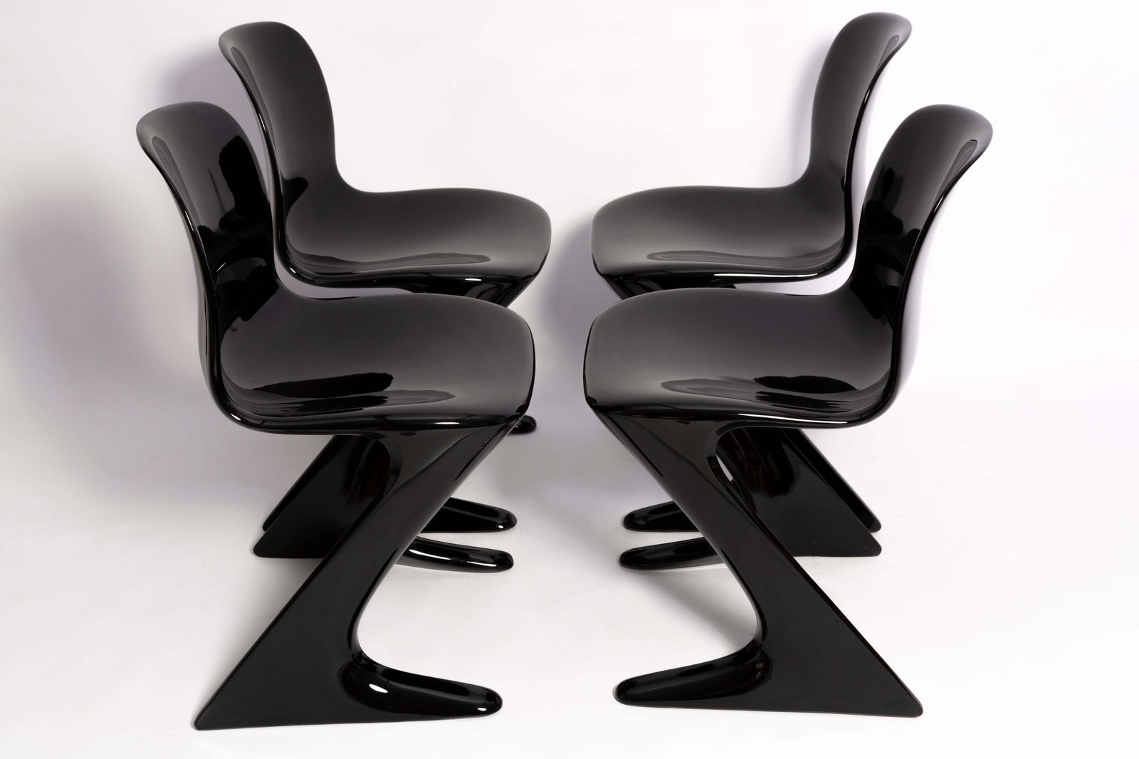 4082.0 Four Mid Century Black Kangaroo Chairs Designed By Ernst Moeckl, Germany, 1960s photo
