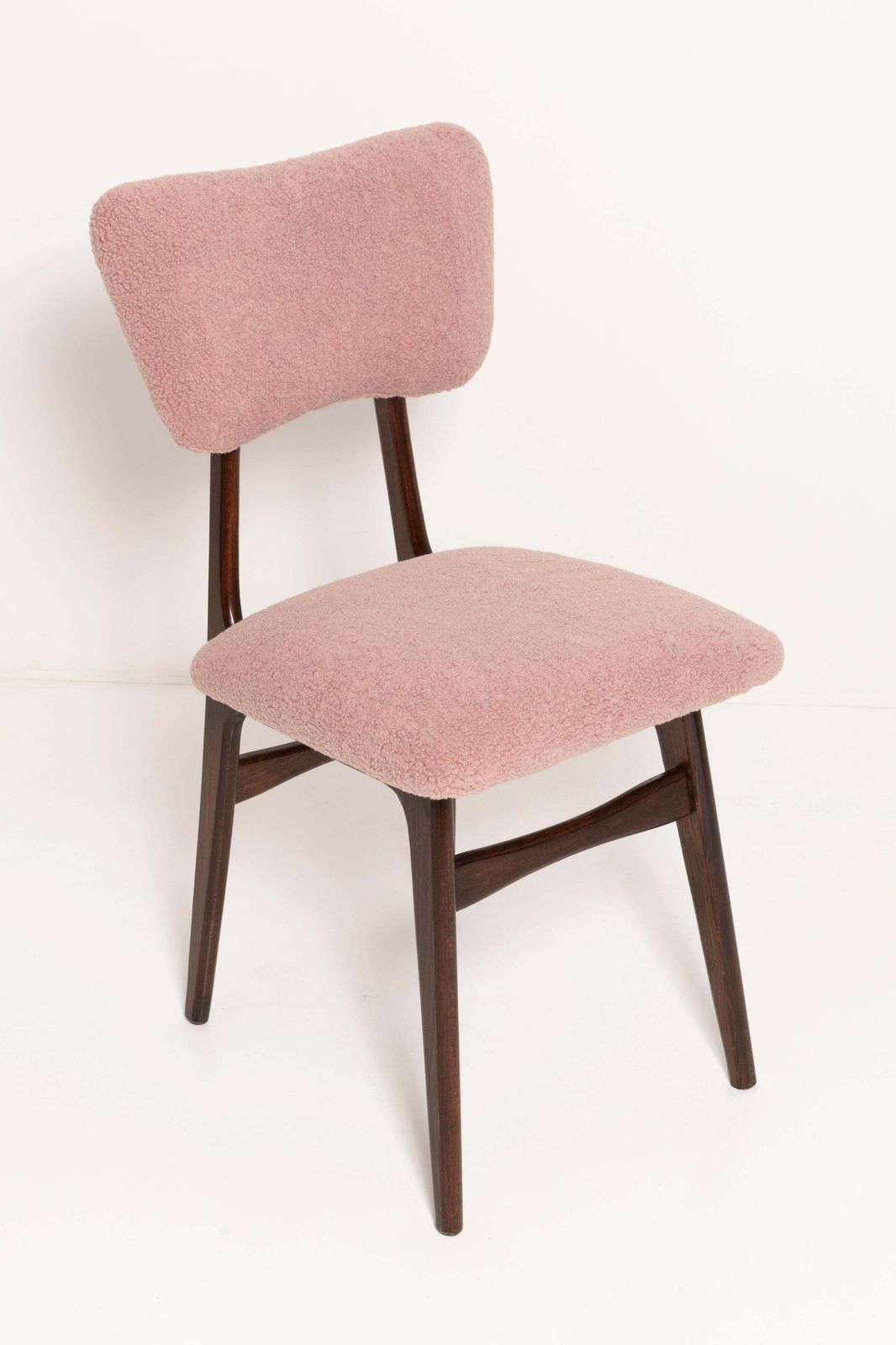 Set Of Seven Mid Century Butterfly Dining Chairs, Pink Boucle, Europe, 1960s photo Furniture