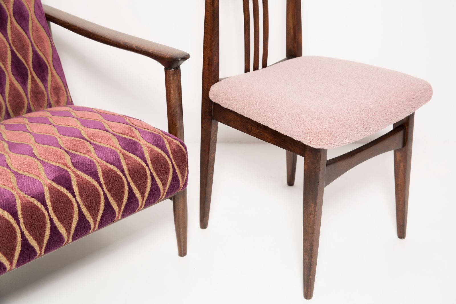 Set Of Eight Pink Boucle Chairs, By Zielinski, Europe, 1960s photo buy