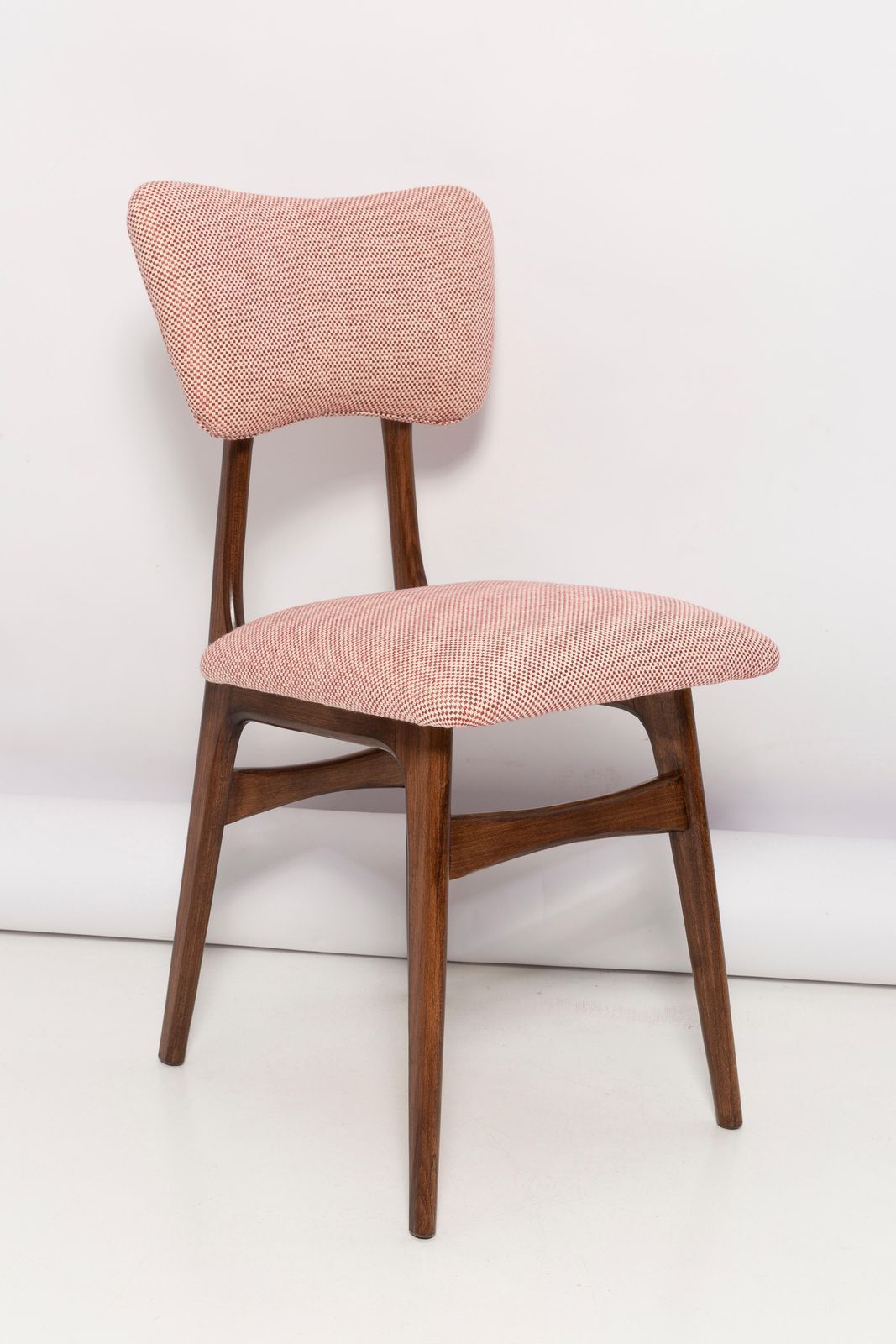 Set Of Eight Mid Century Butterfly Dining Chairs, Peony Cotton, Poland, 1960s photo furniture