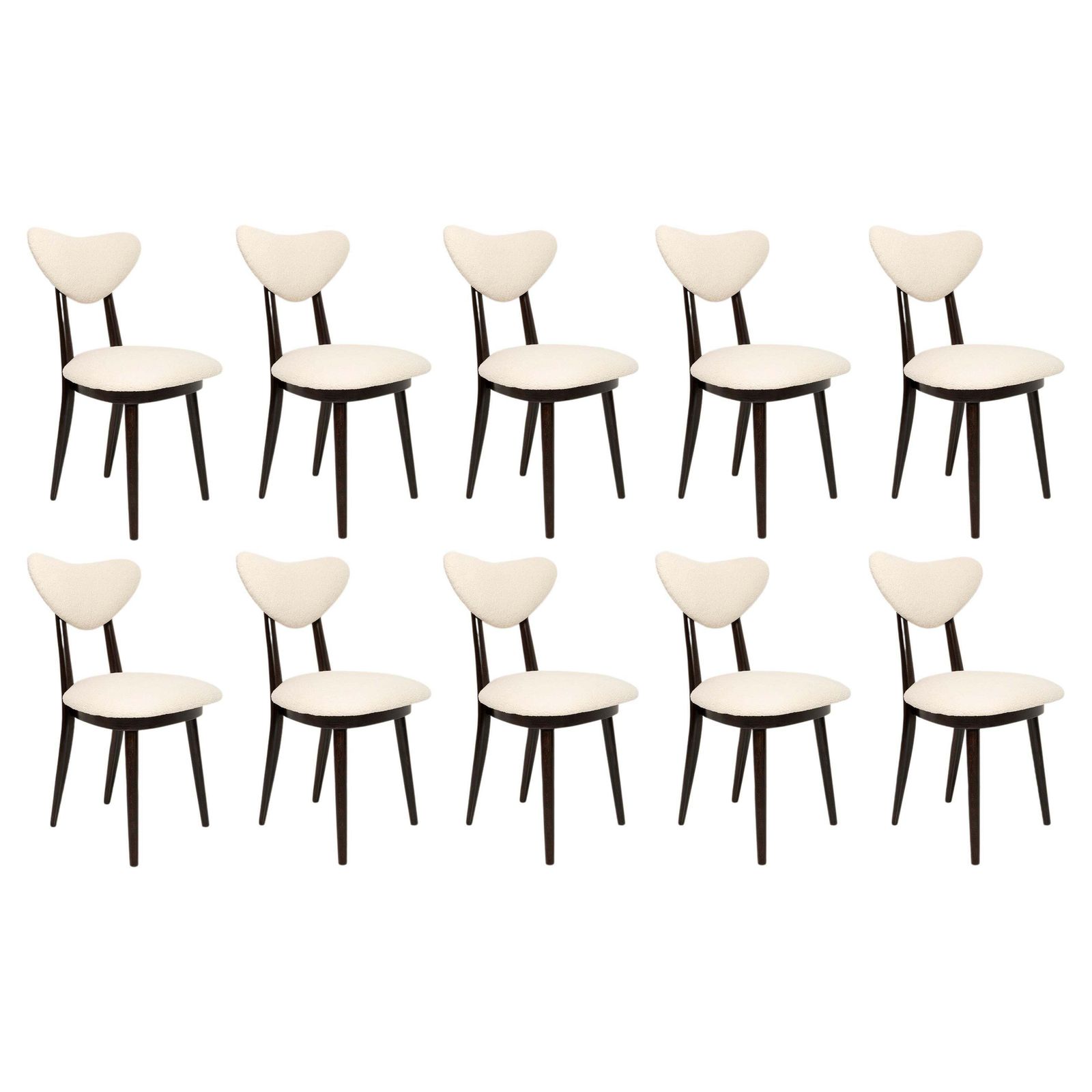 Set Van Tien Mid Century Stoelen Met Lichte Bouclébekleding, Europa, Jaren 1960
